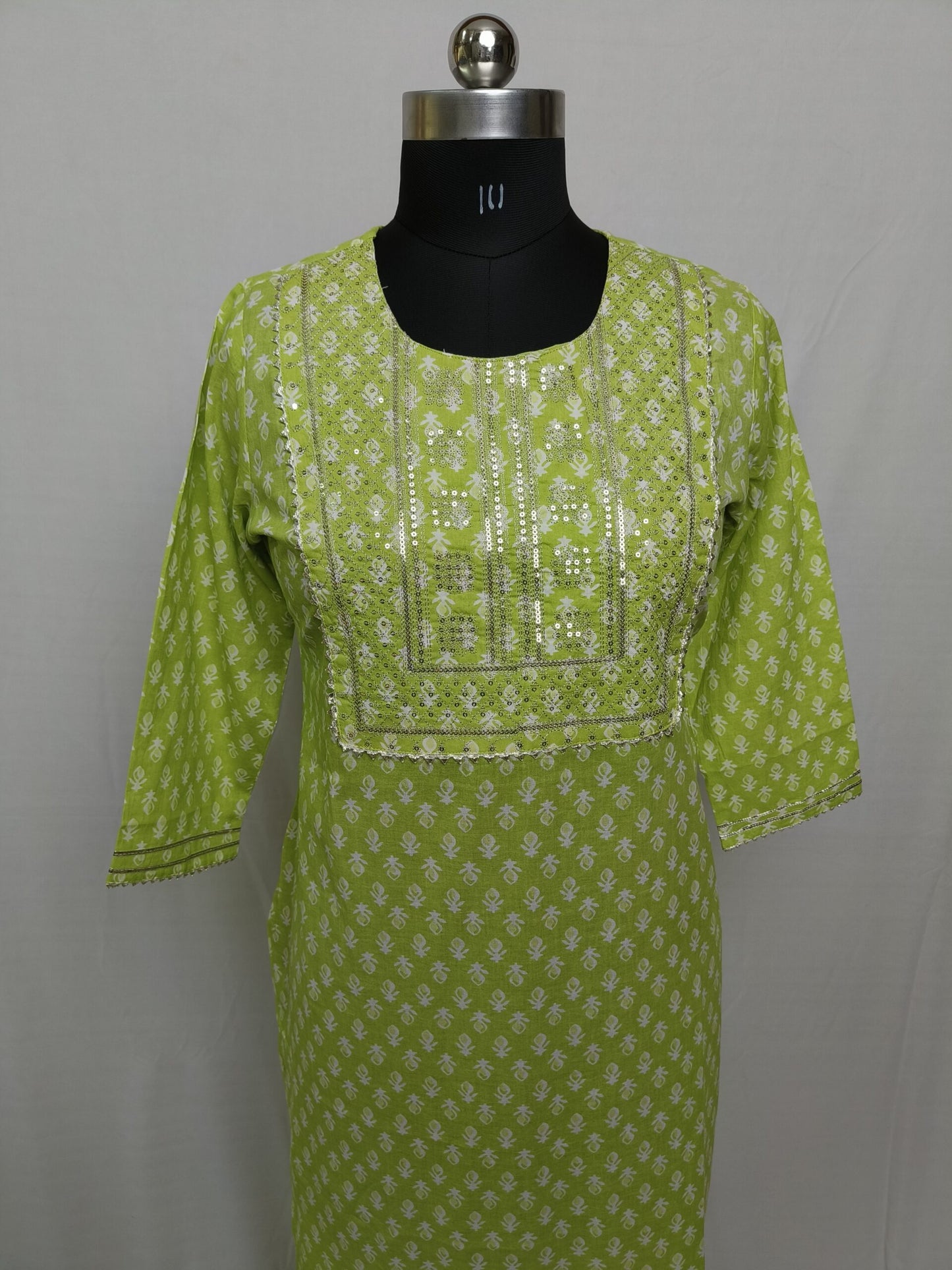 Light green printed long kurta