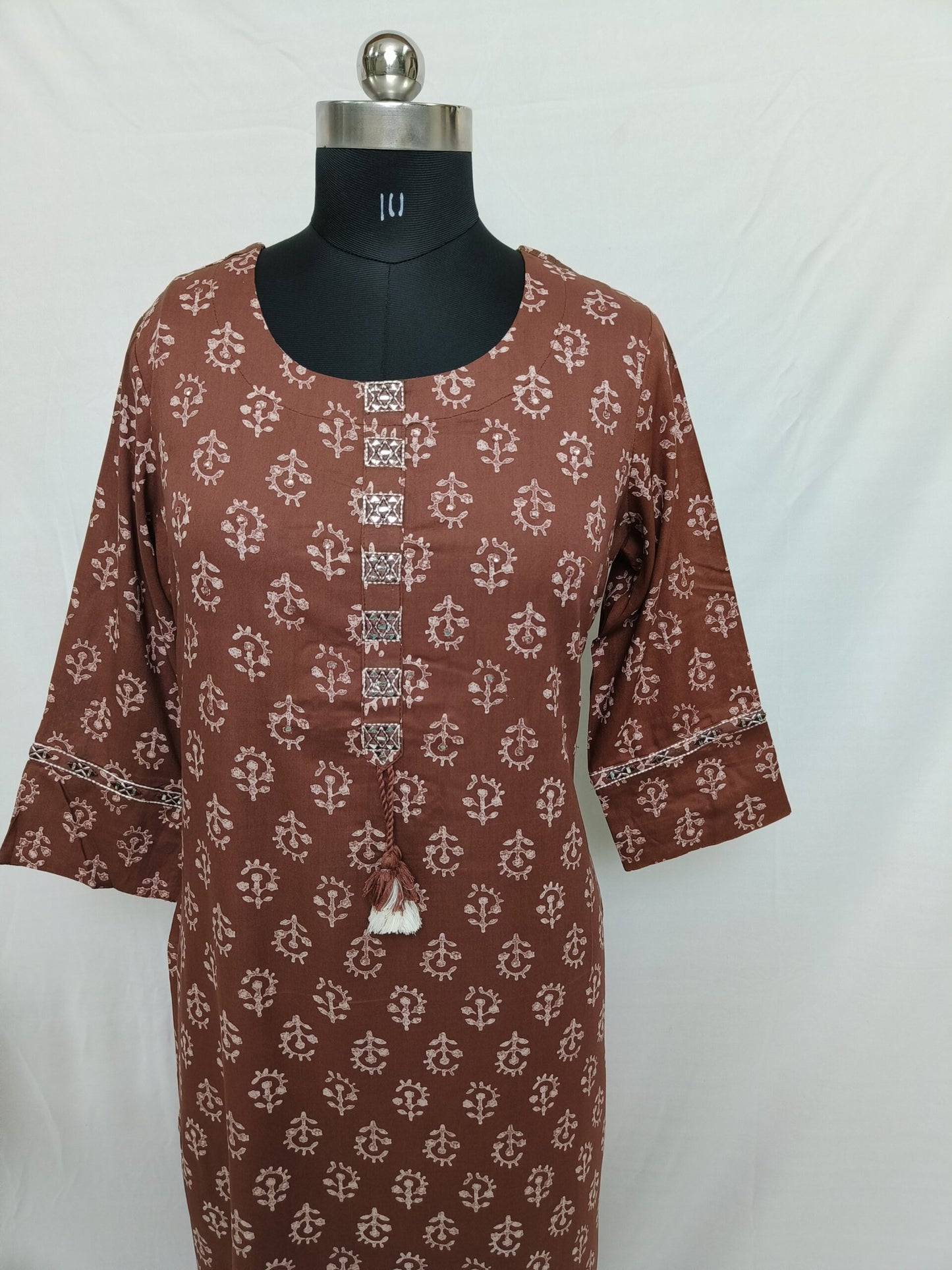 Brown long kurta with tassles