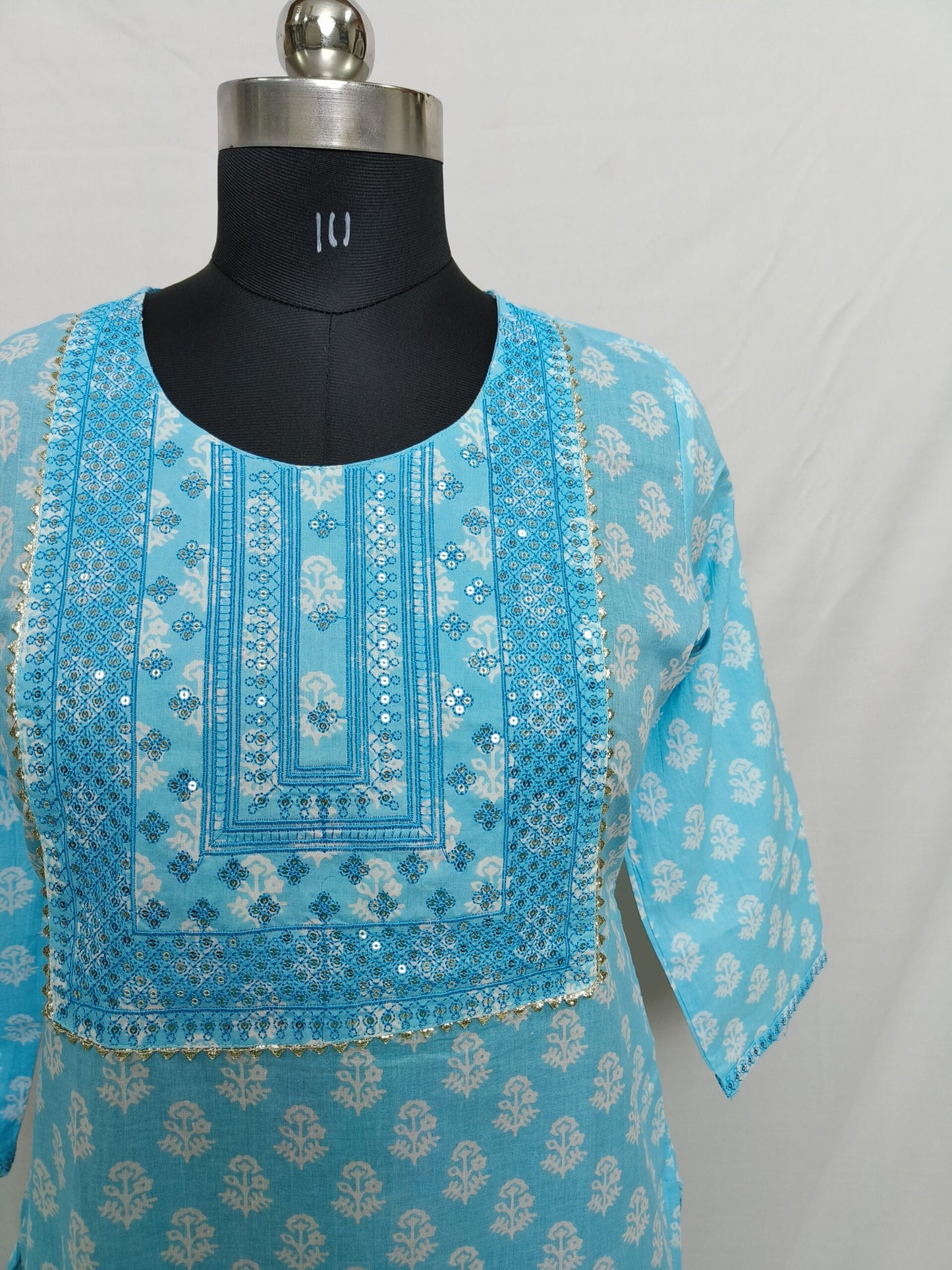 Sky blue printed long kurta