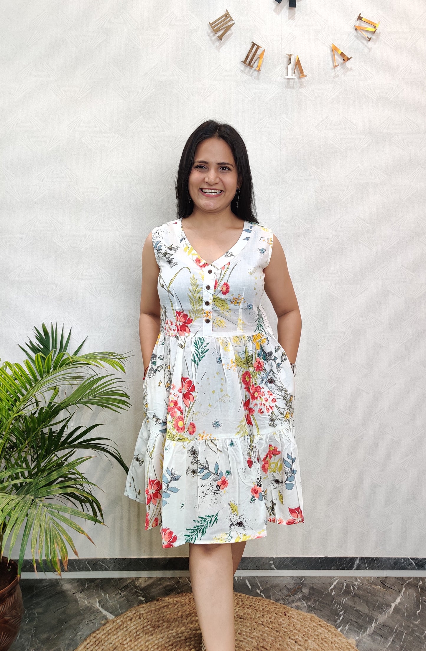 "Inaaya" Cute Floral Pure Cotton Dress