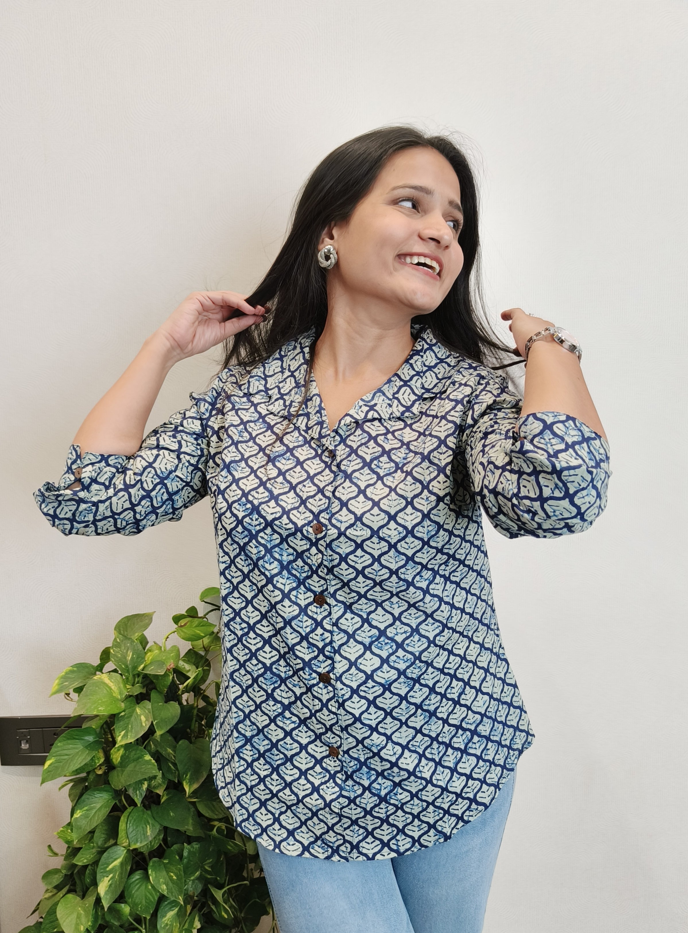 Indigo Ogee Print Shirt – Masang