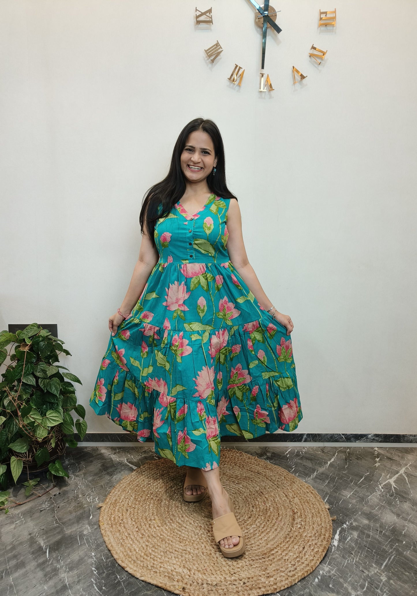 "Ivana" Floral Summer Pure Cotton Dress