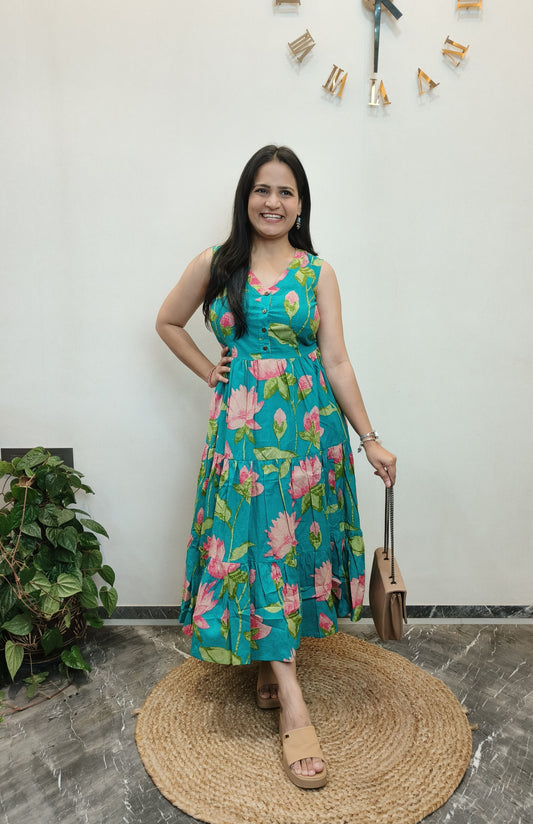 "Ivana" Floral Summer Pure Cotton Dress