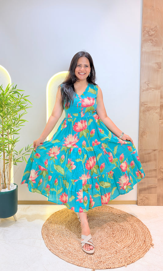 "Ivana" Floral Summer Pure Cotton Dress