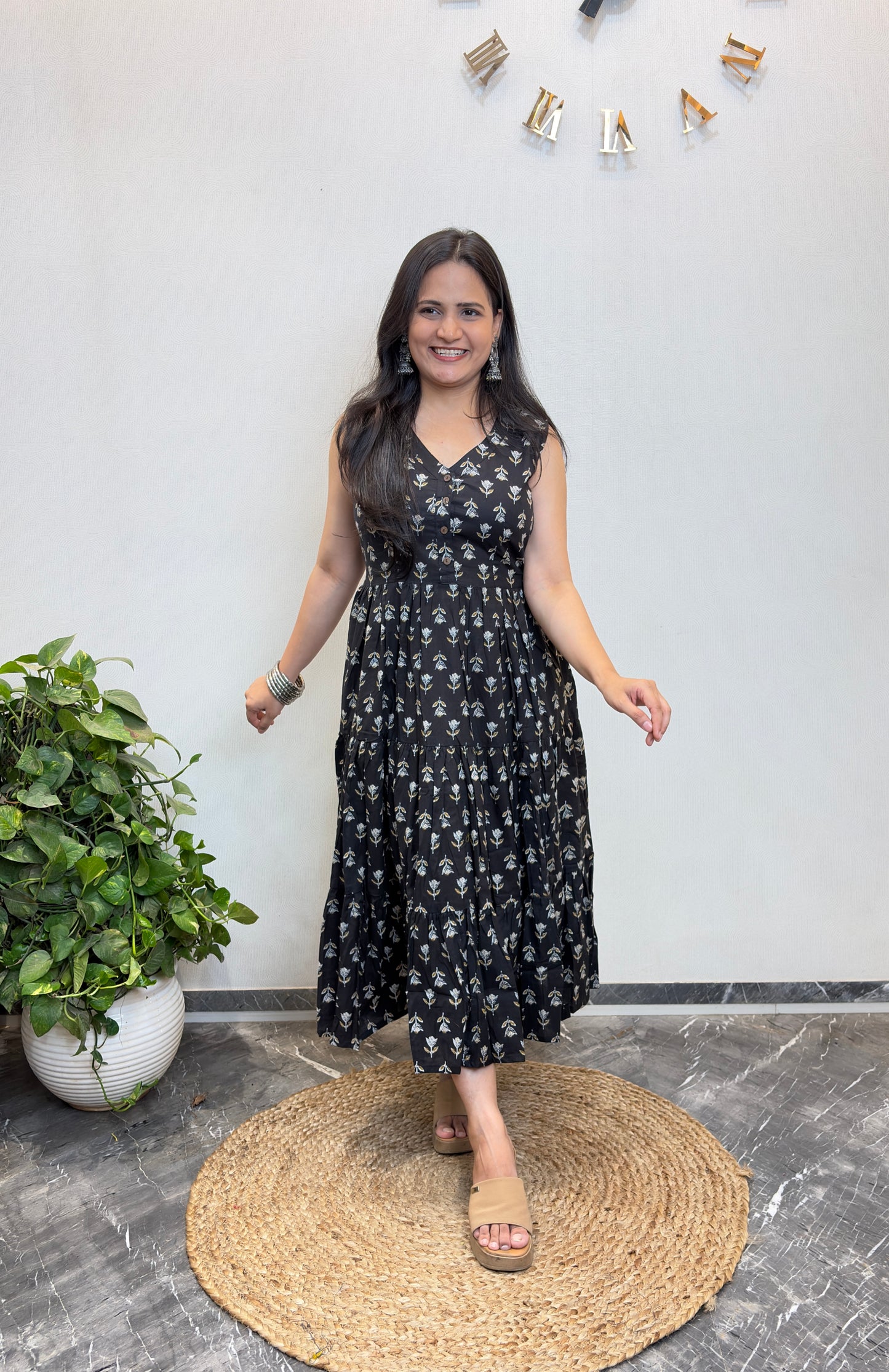 "Kalika" Floral Pure Cotton Summer Dress