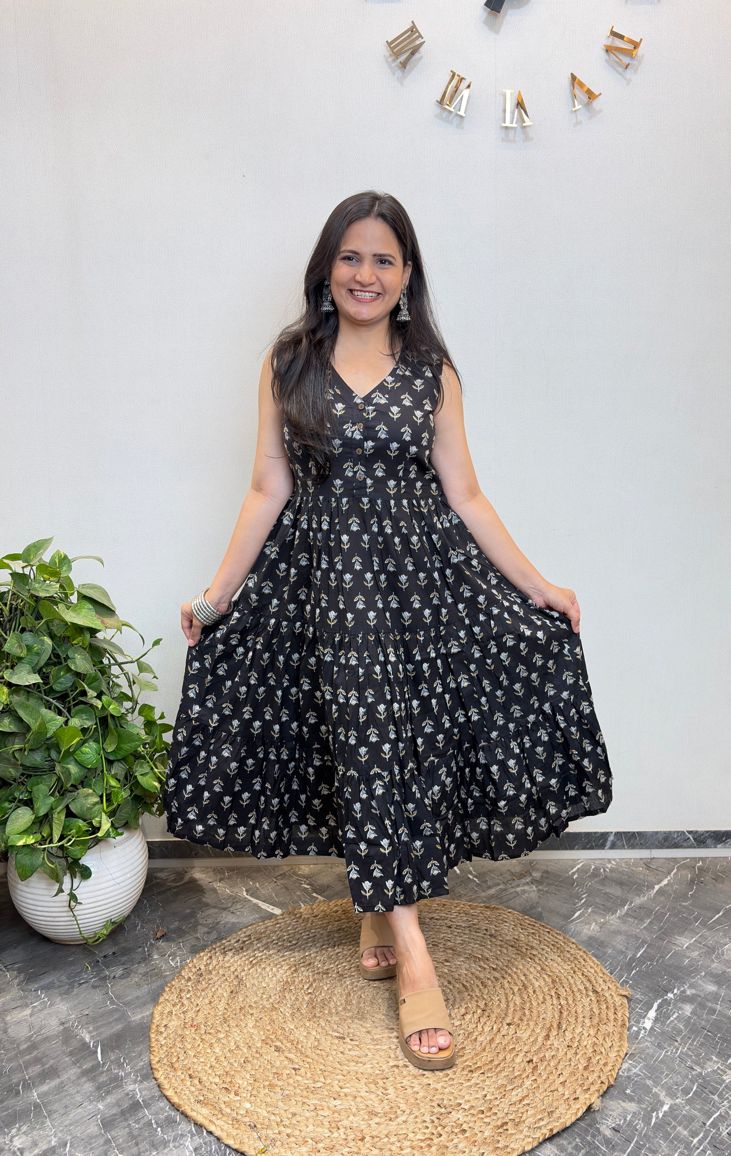 "Kalika" Floral Pure Cotton Summer Dress