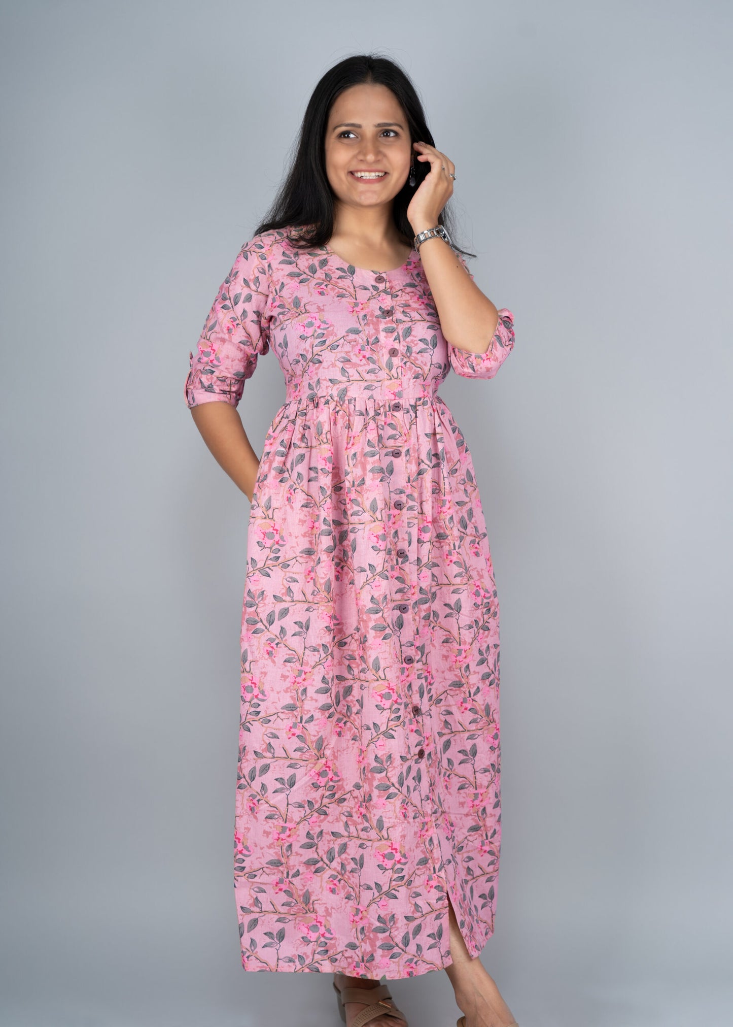 "Kashish" Floral Printed Pure Cotton Dress