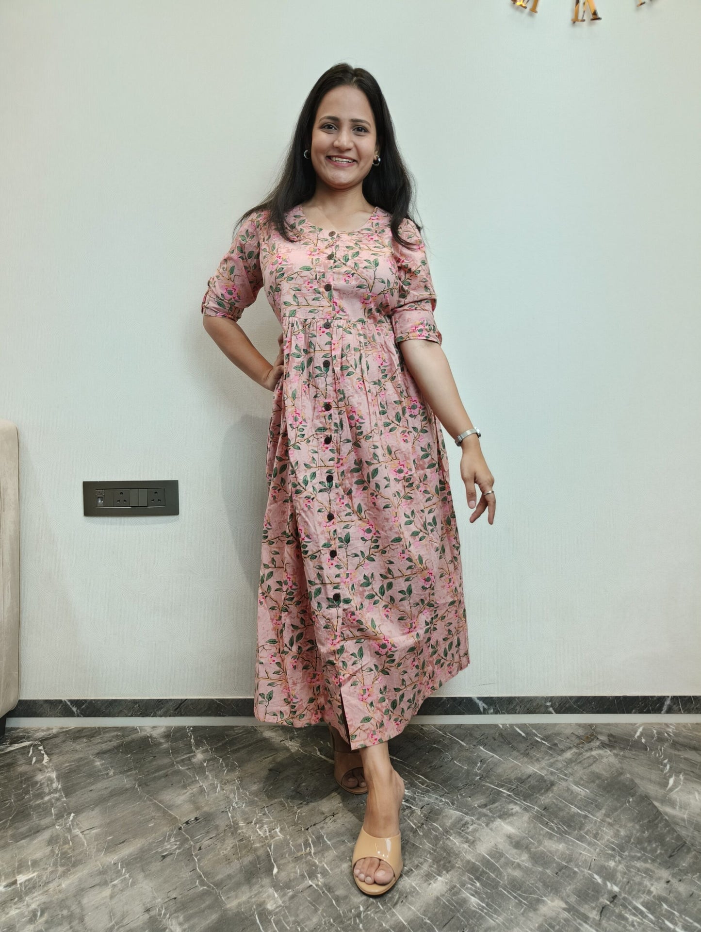 "Kashish" Floral Printed Pure Cotton Dress