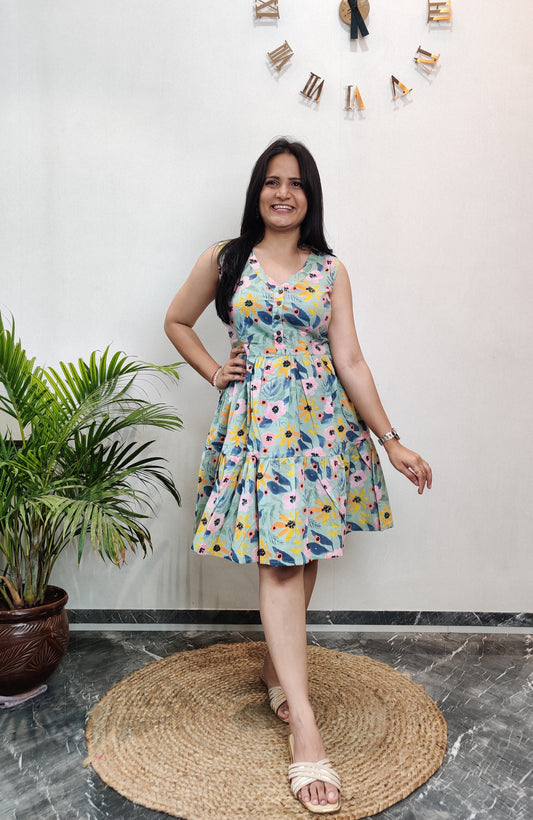 "Keya" Cute Floral Pure Cotton Dress