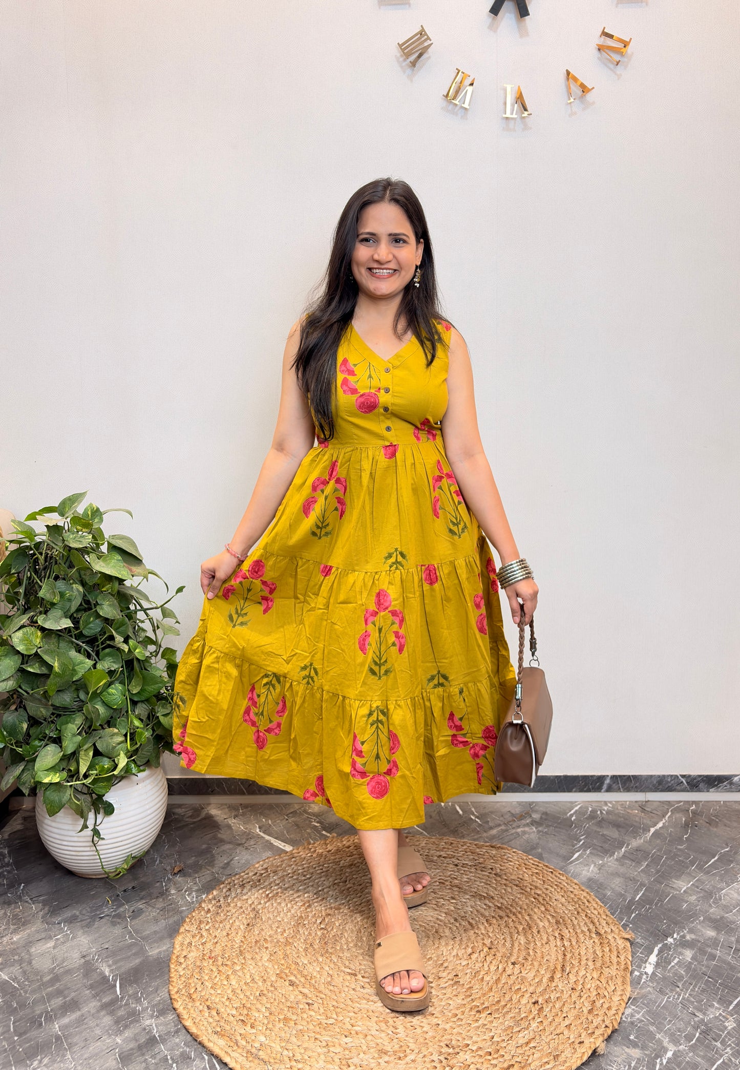 "Khanak" Floral Pure Cotton Summer Dress
