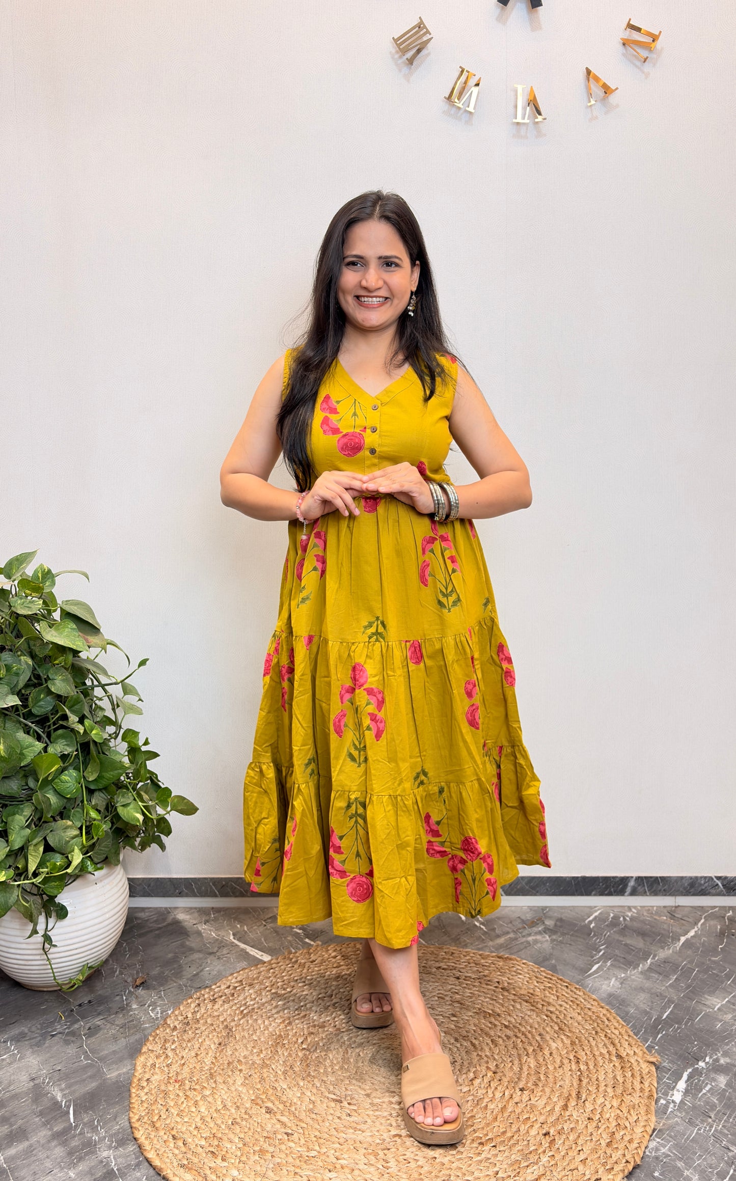 "Khanak" Floral Pure Cotton Summer Dress