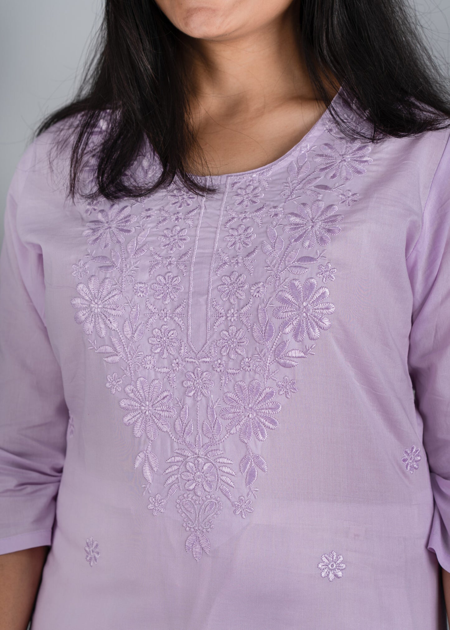 Lavender Mist Chikankari Short Kurta