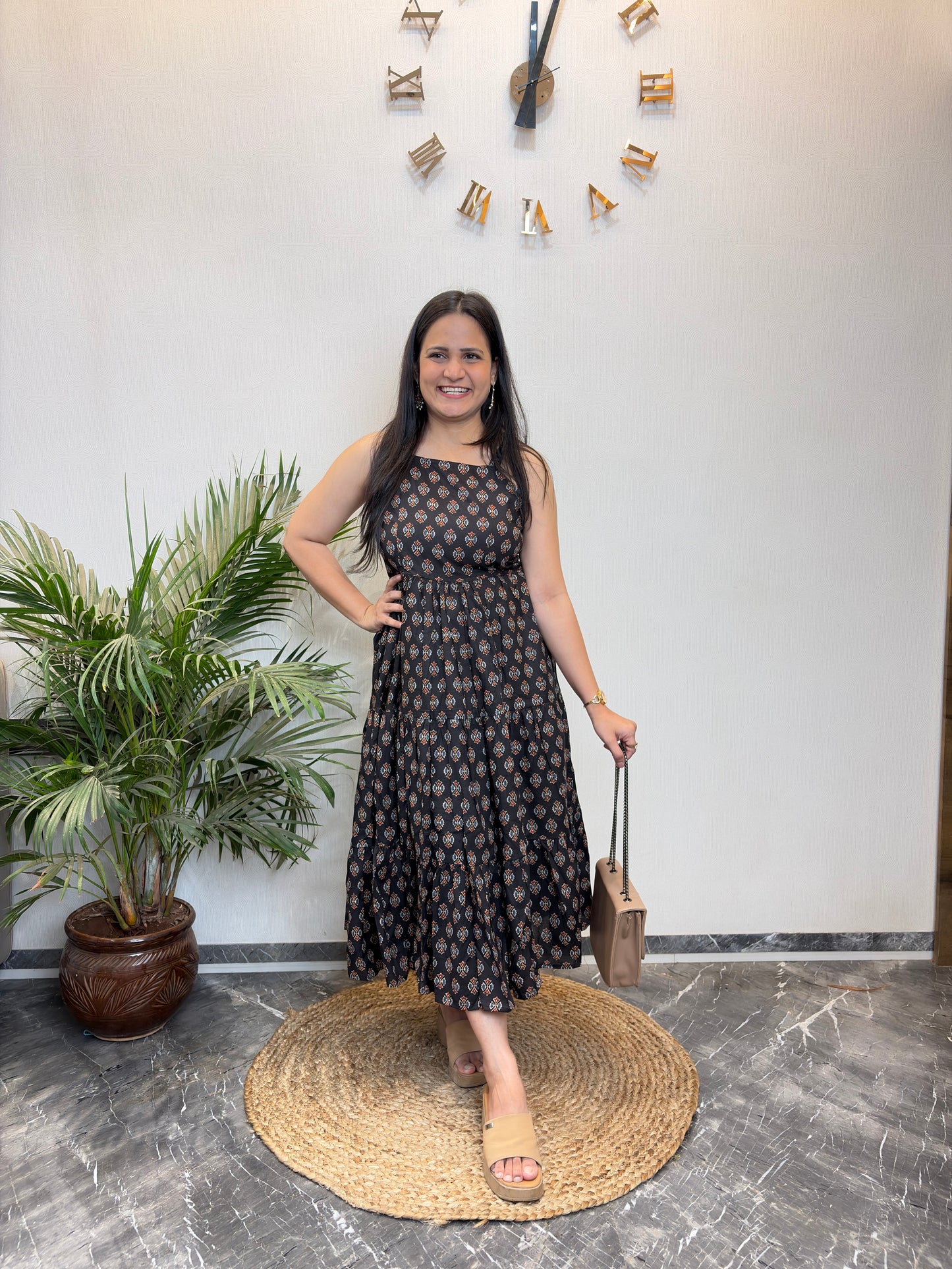 "Layla" Floral Cotton Dress with Printed Jacket