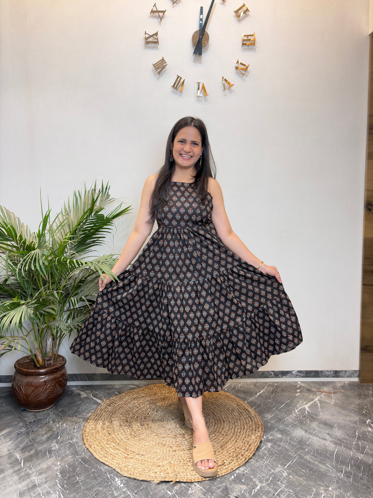 "Layla" Floral Cotton Dress with Printed Jacket