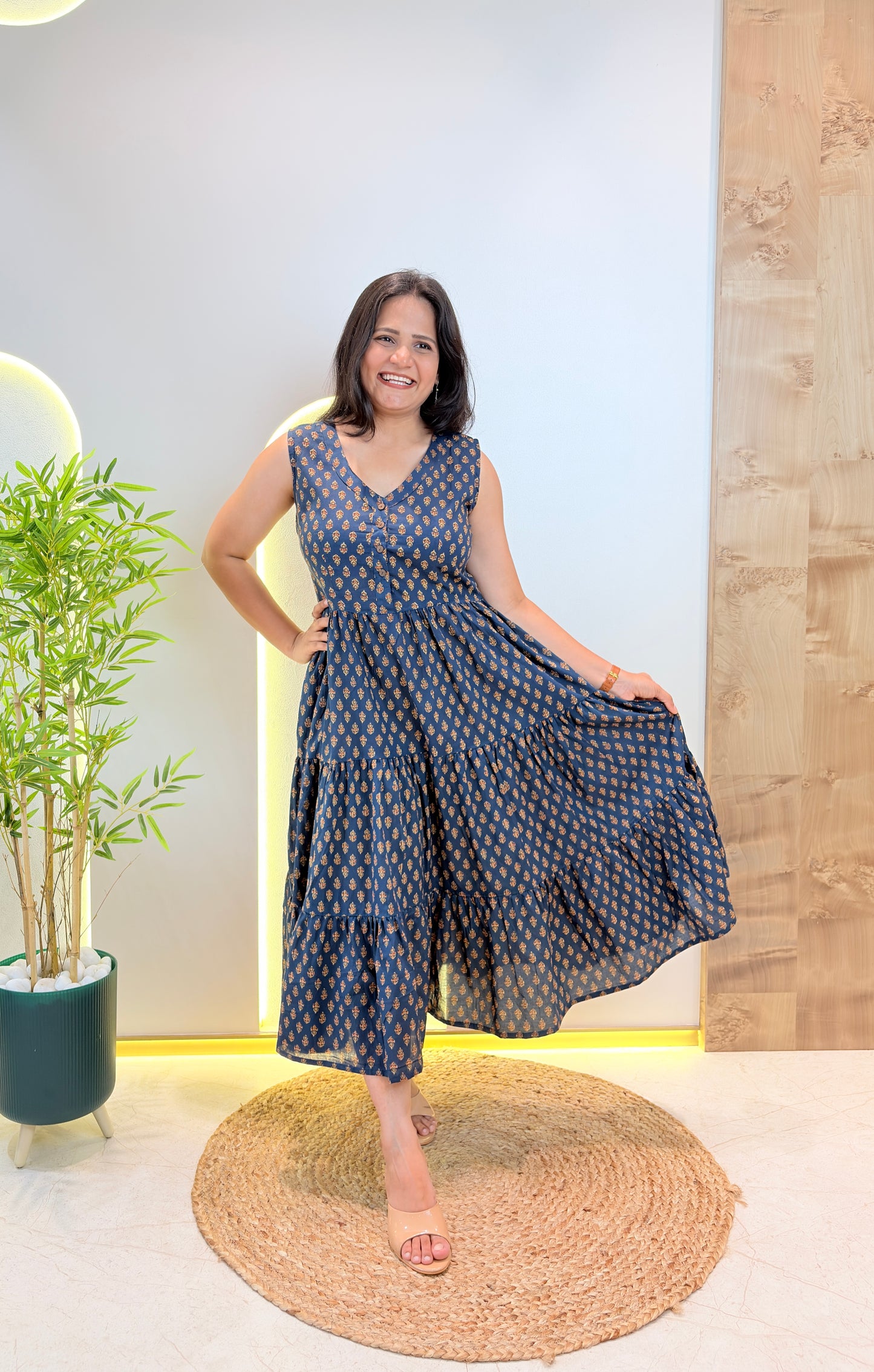 "Leher" Floral Pure Cotton Summer Dress