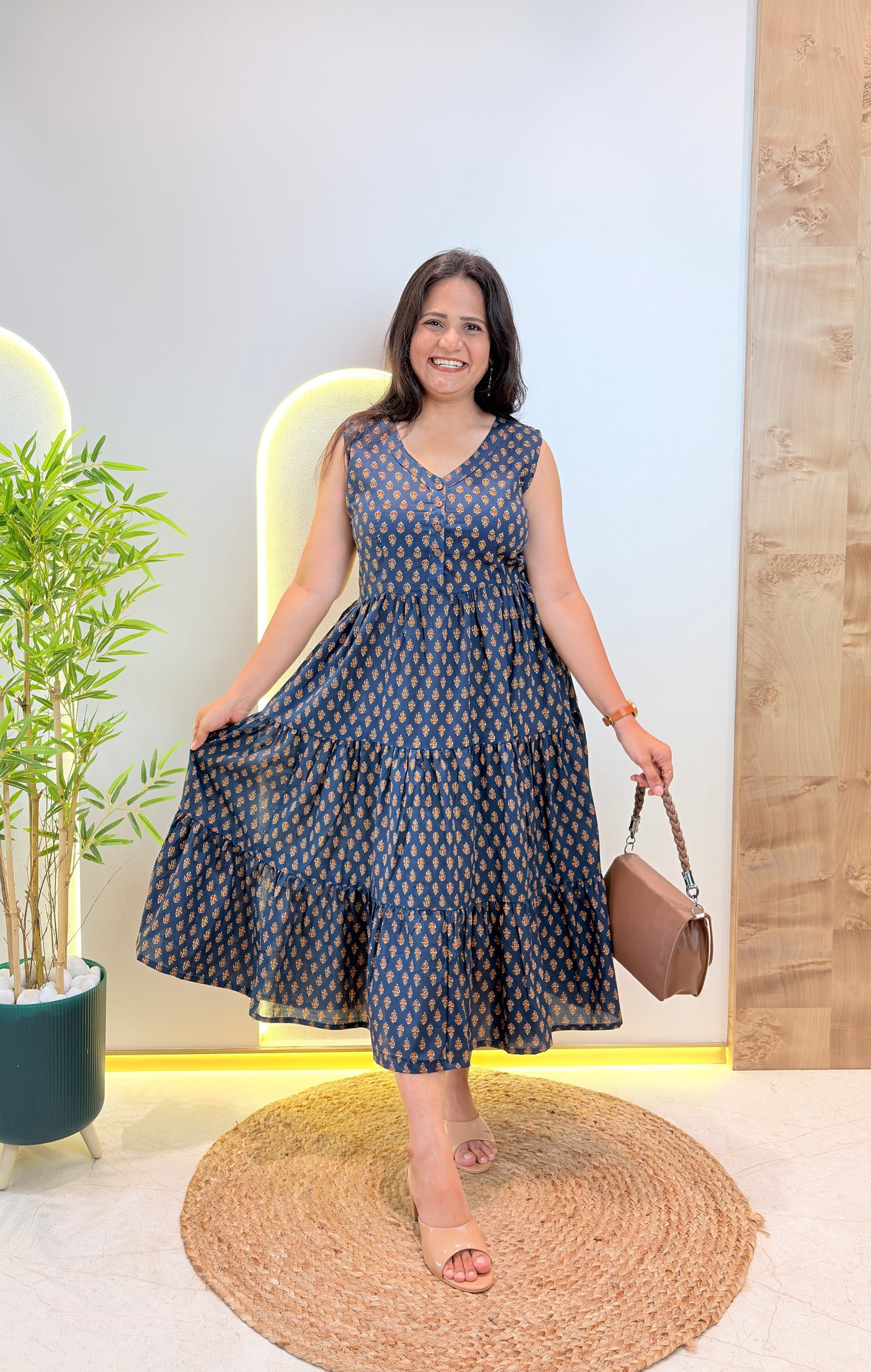 "Leher" Floral Pure Cotton Summer Dress