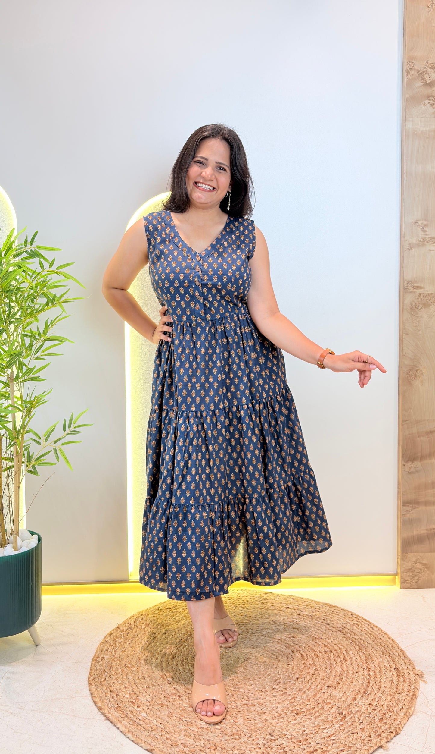 "Leher" Floral Pure Cotton Summer Dress