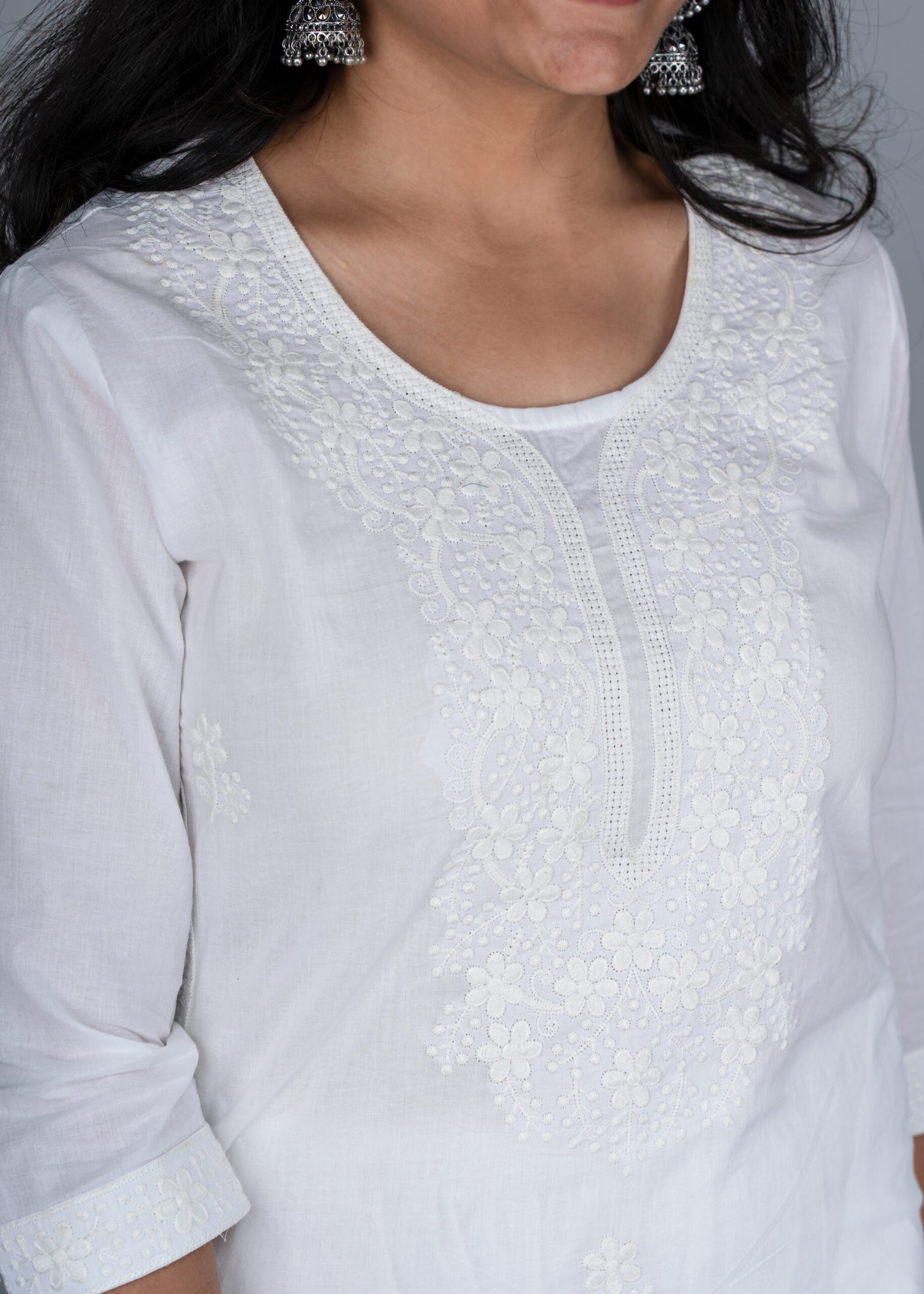 Lily White Chikankari Long Kurta