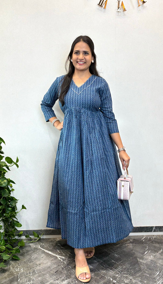 "Manya" Printed Pure Cotton Kurta cum Dress