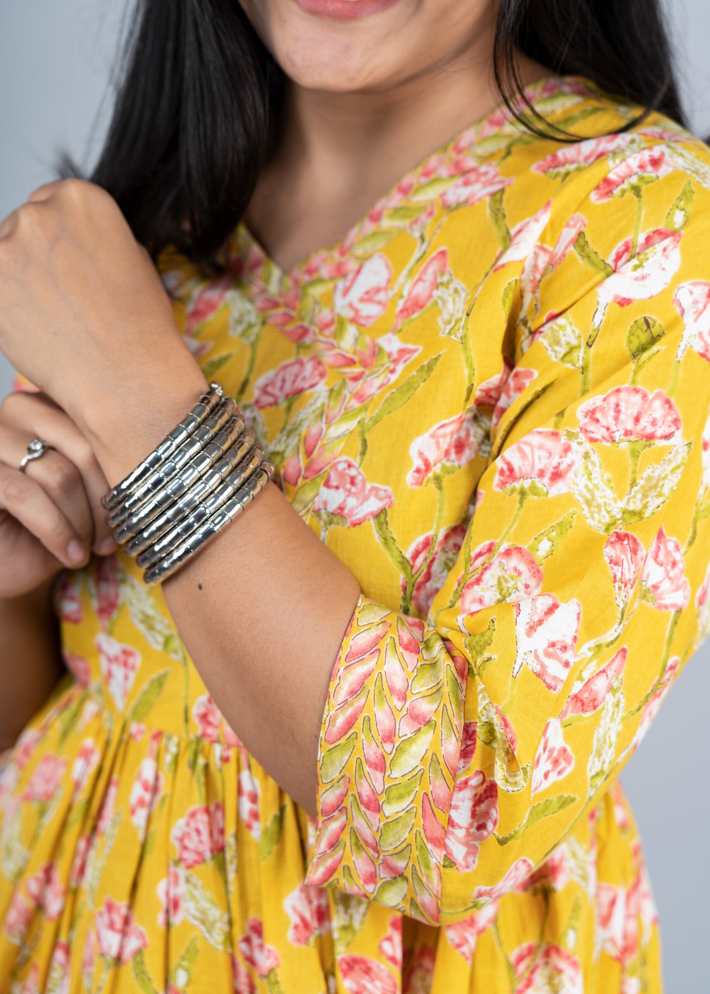 Marigold Yellow floral peplum top