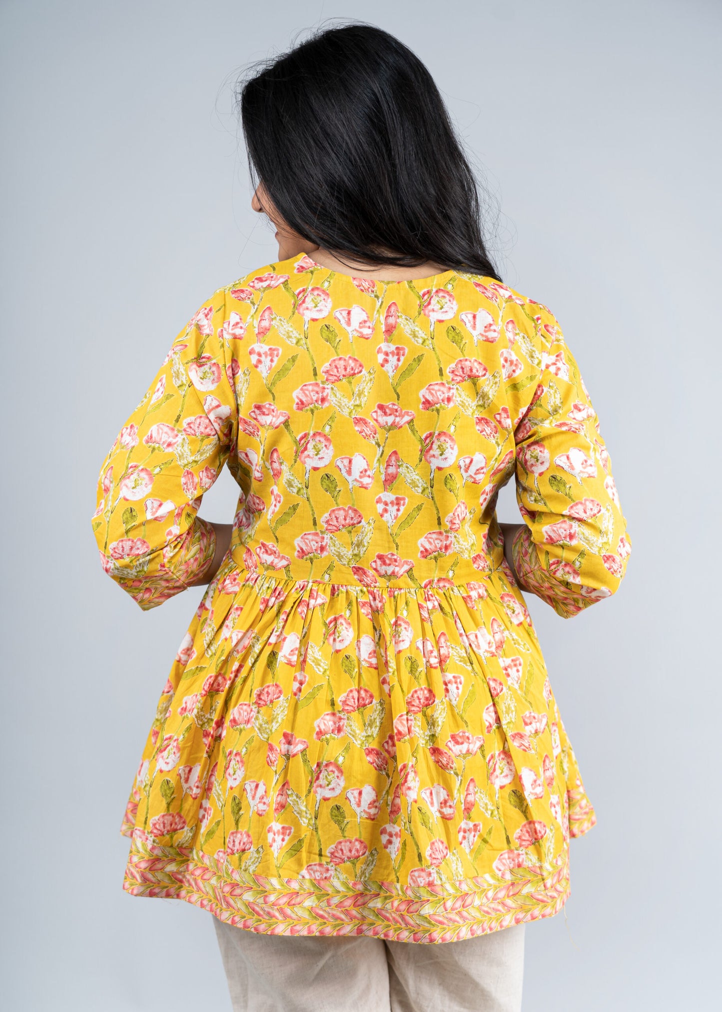 Marigold Yellow floral peplum top