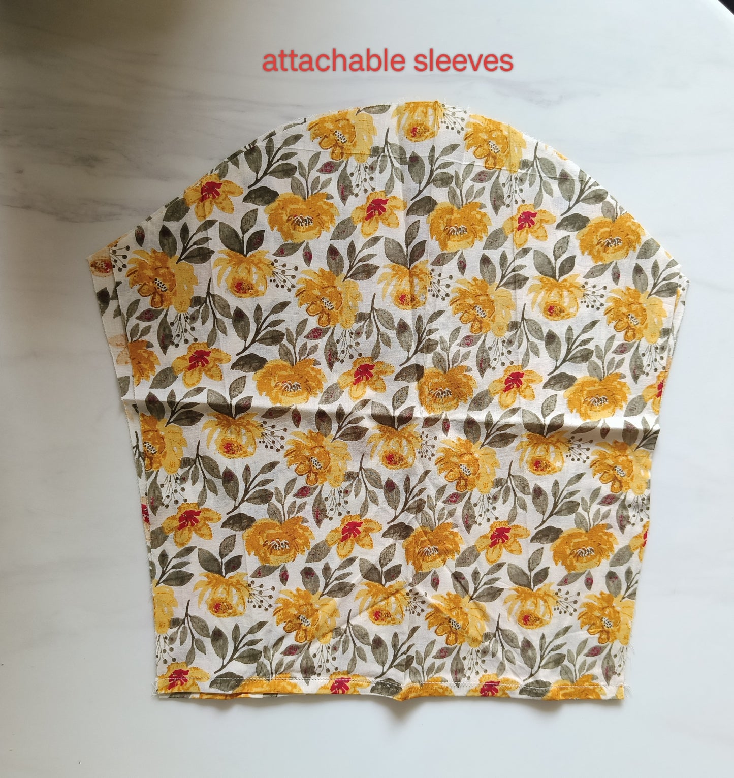 Marigold yellow floral print A-line kurta set