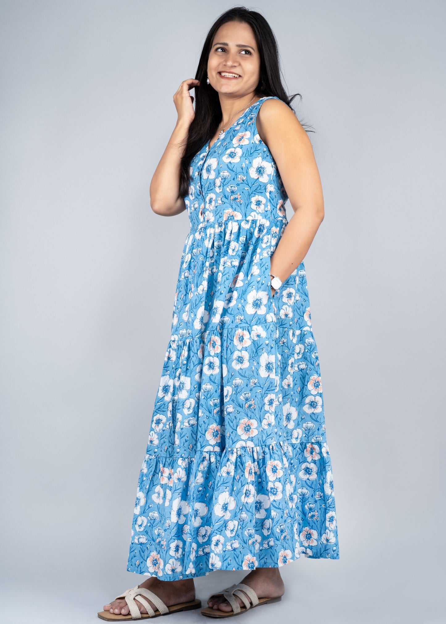 "Samaah" Floral Summer Pure Cotton Dress