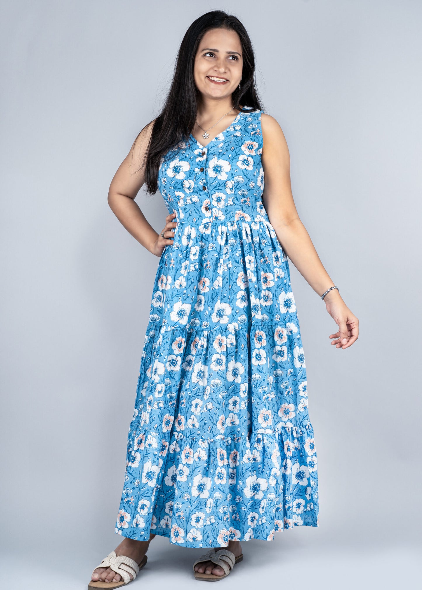 "Samaah" Floral Summer Pure Cotton Dress