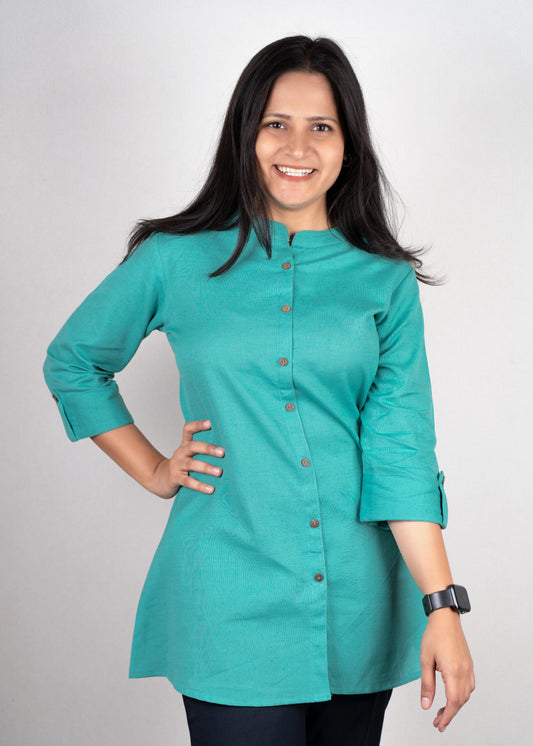 Sea Green Solid Colour Short Kurta