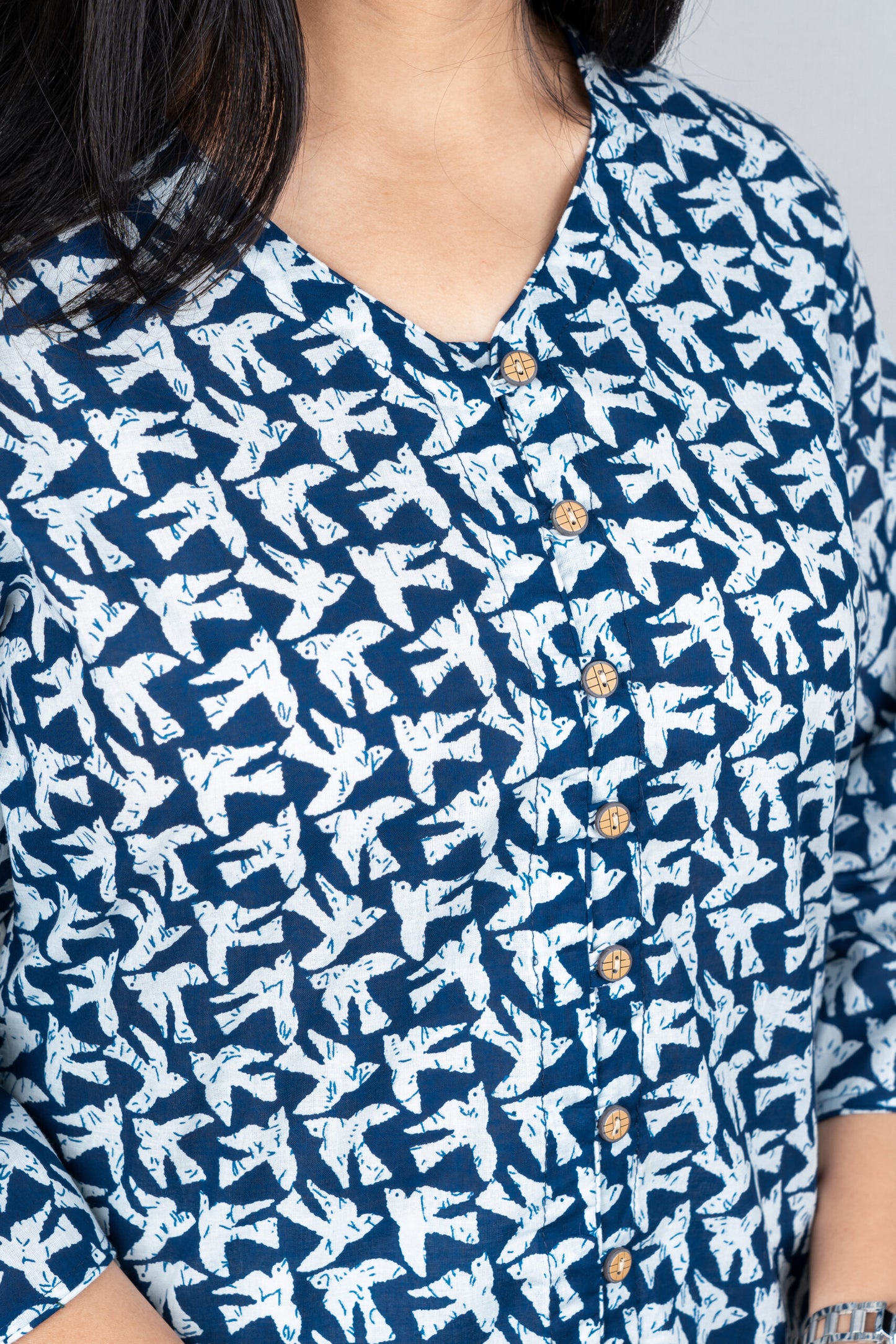 Blue bird print shirt