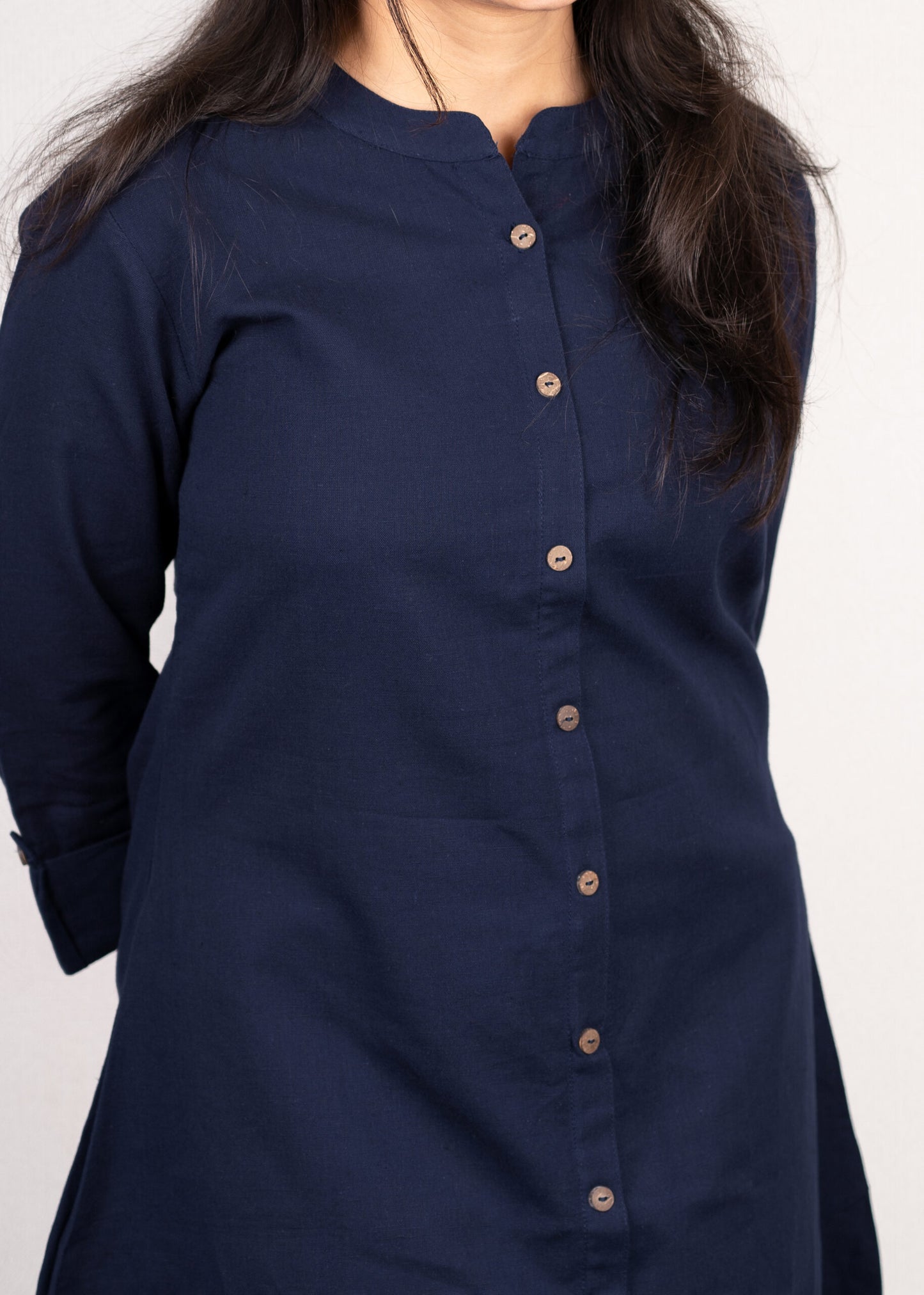 Navy blue solid colour short kurta