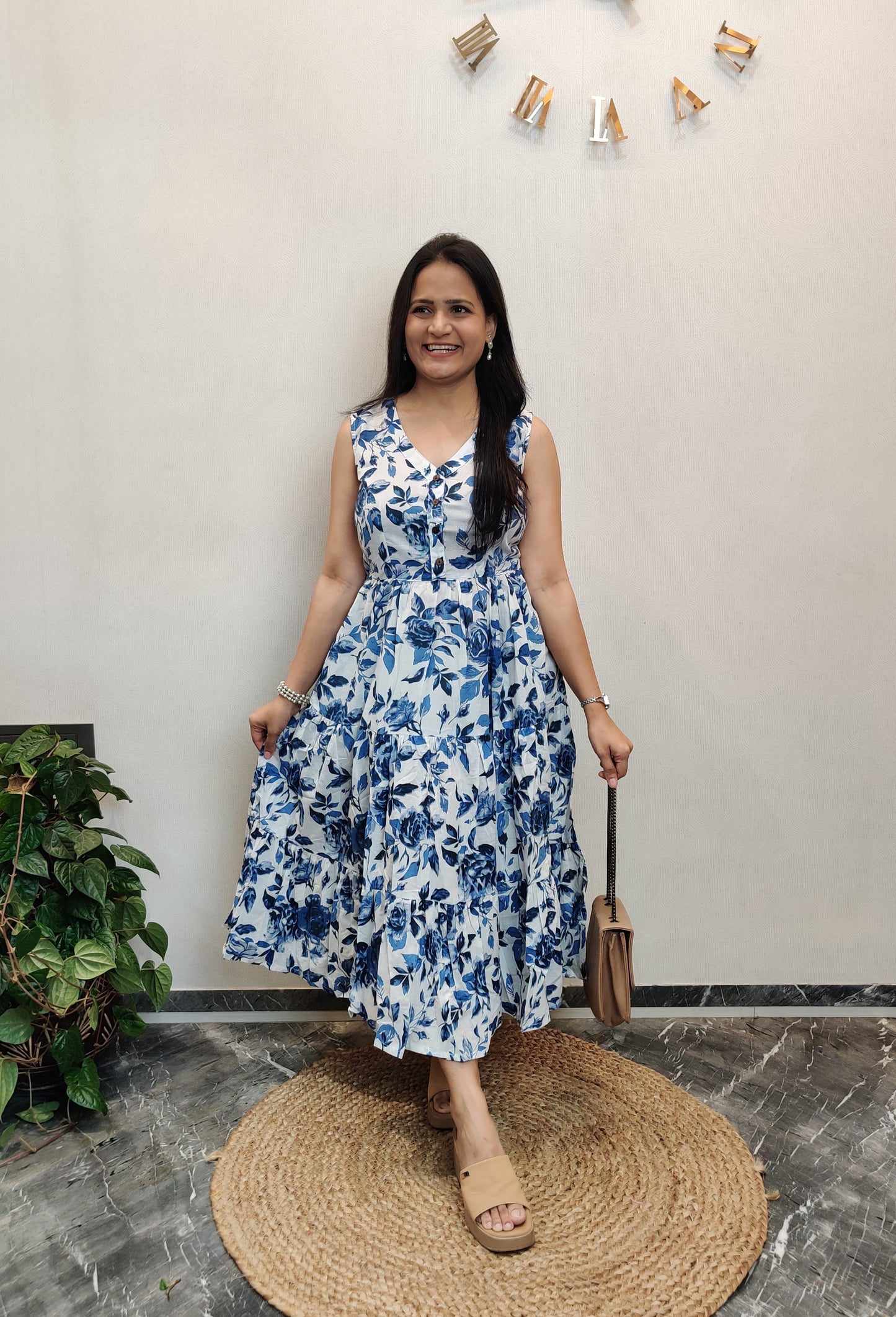 "Navya" Floral Summer Pure Cotton Dress