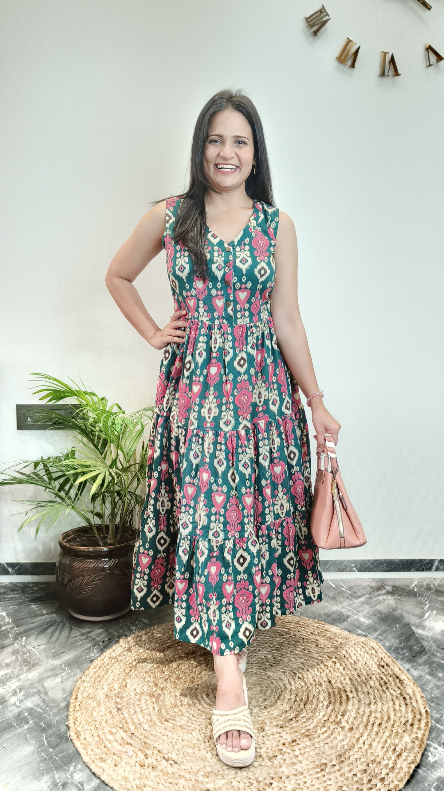 "Noor" Ikat Print Pure Cotton Dress