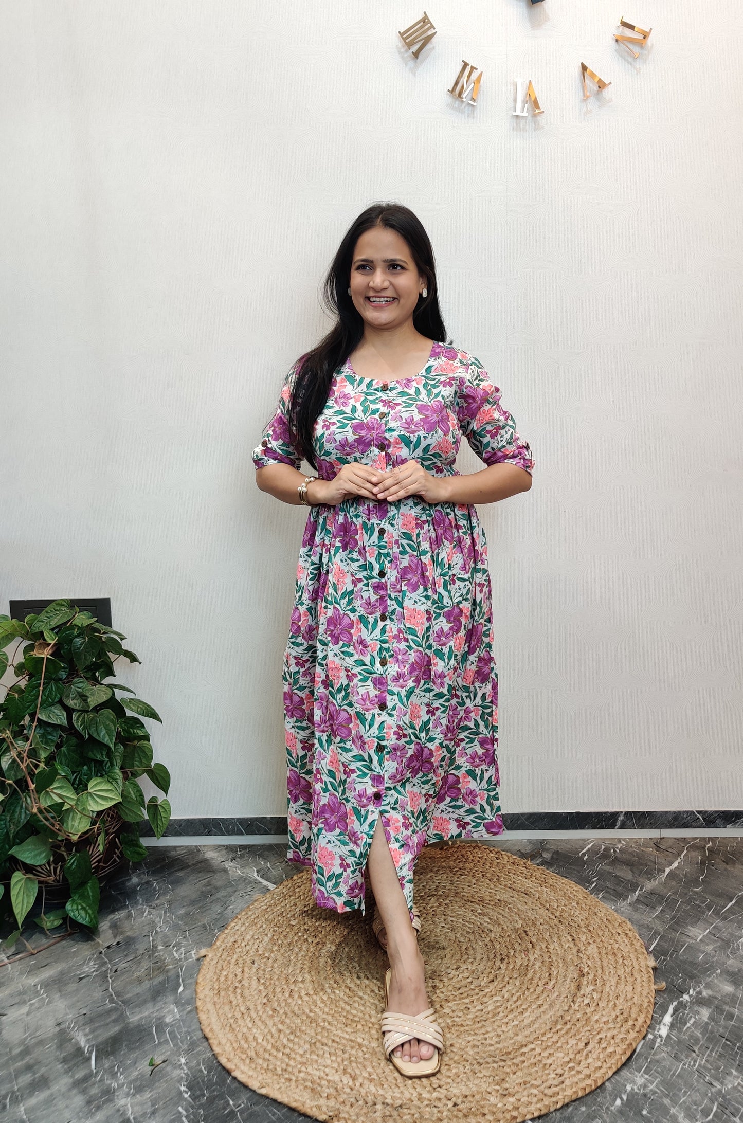 "Nova" Floral Pure Cotton Summer Dress