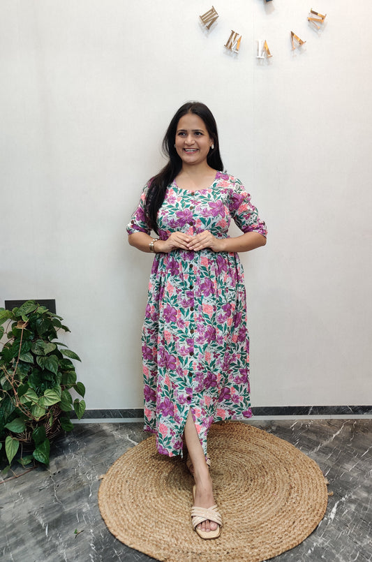"Nova" Floral Pure Cotton Summer Dress