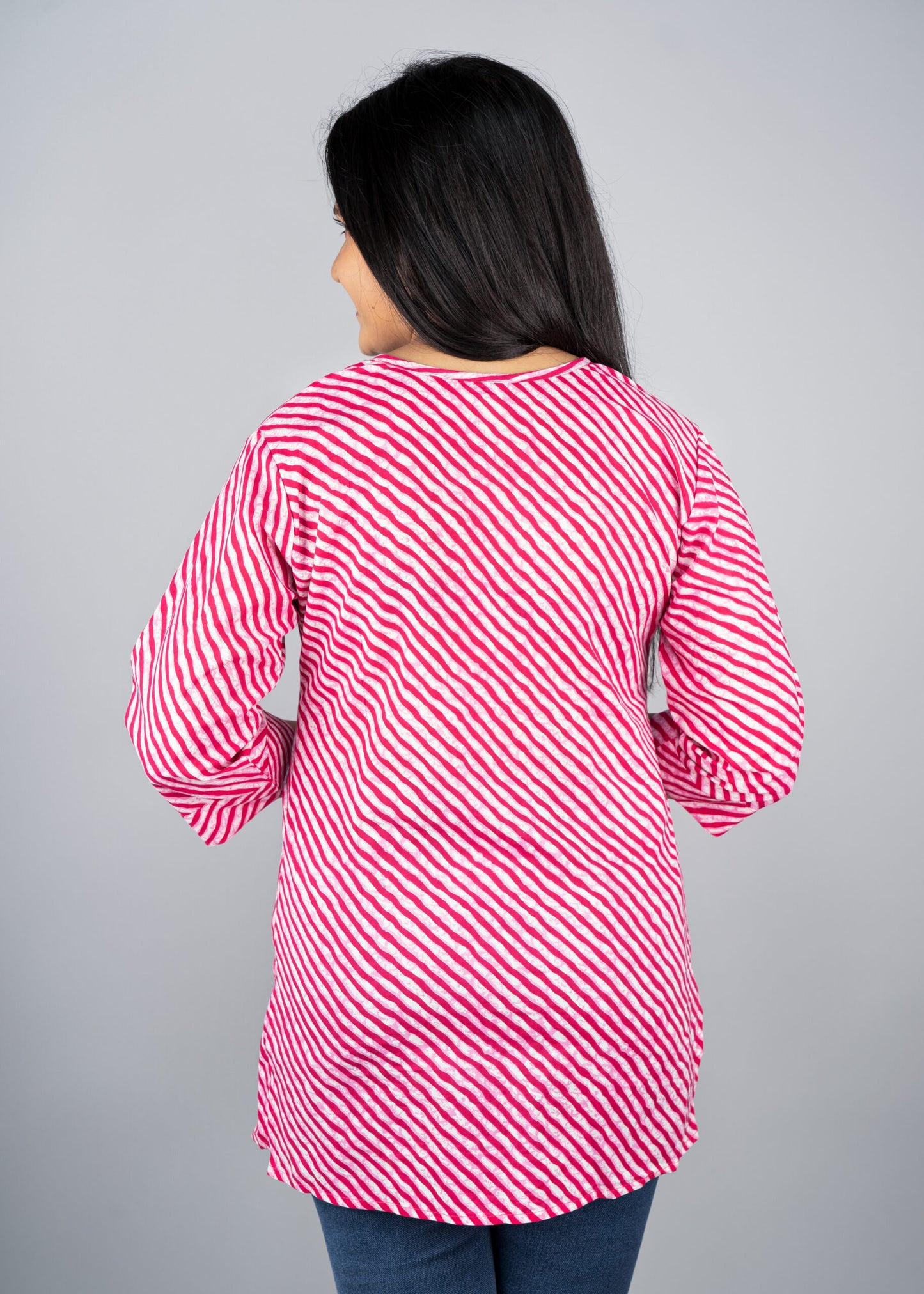 Pink lehriya pintex short kurta