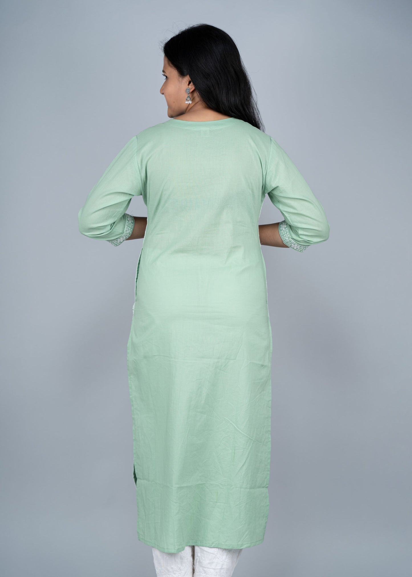 Pista Green Chikankari Long Kurta