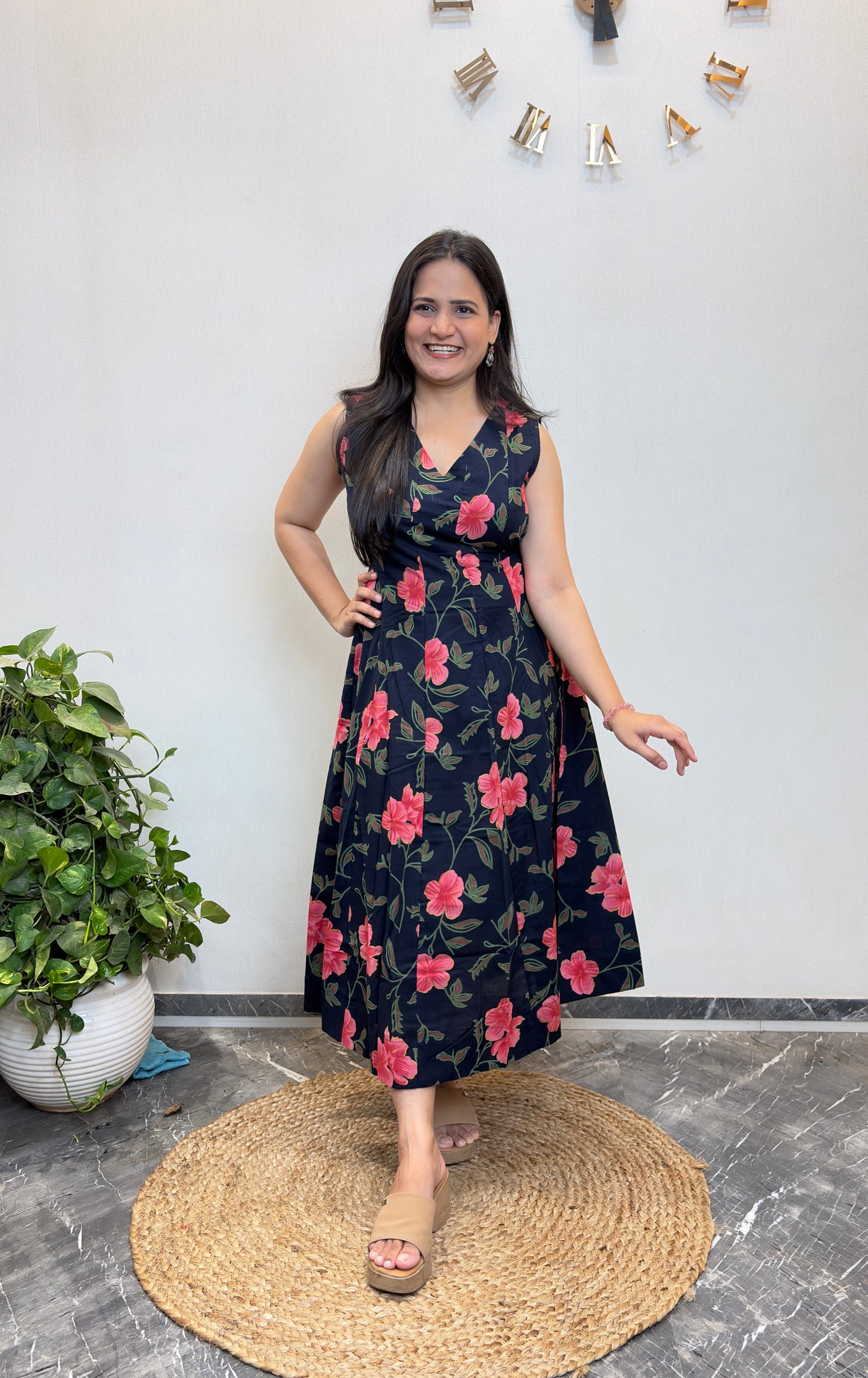 "Rimi" Floral Pure Cotton Summer Dress