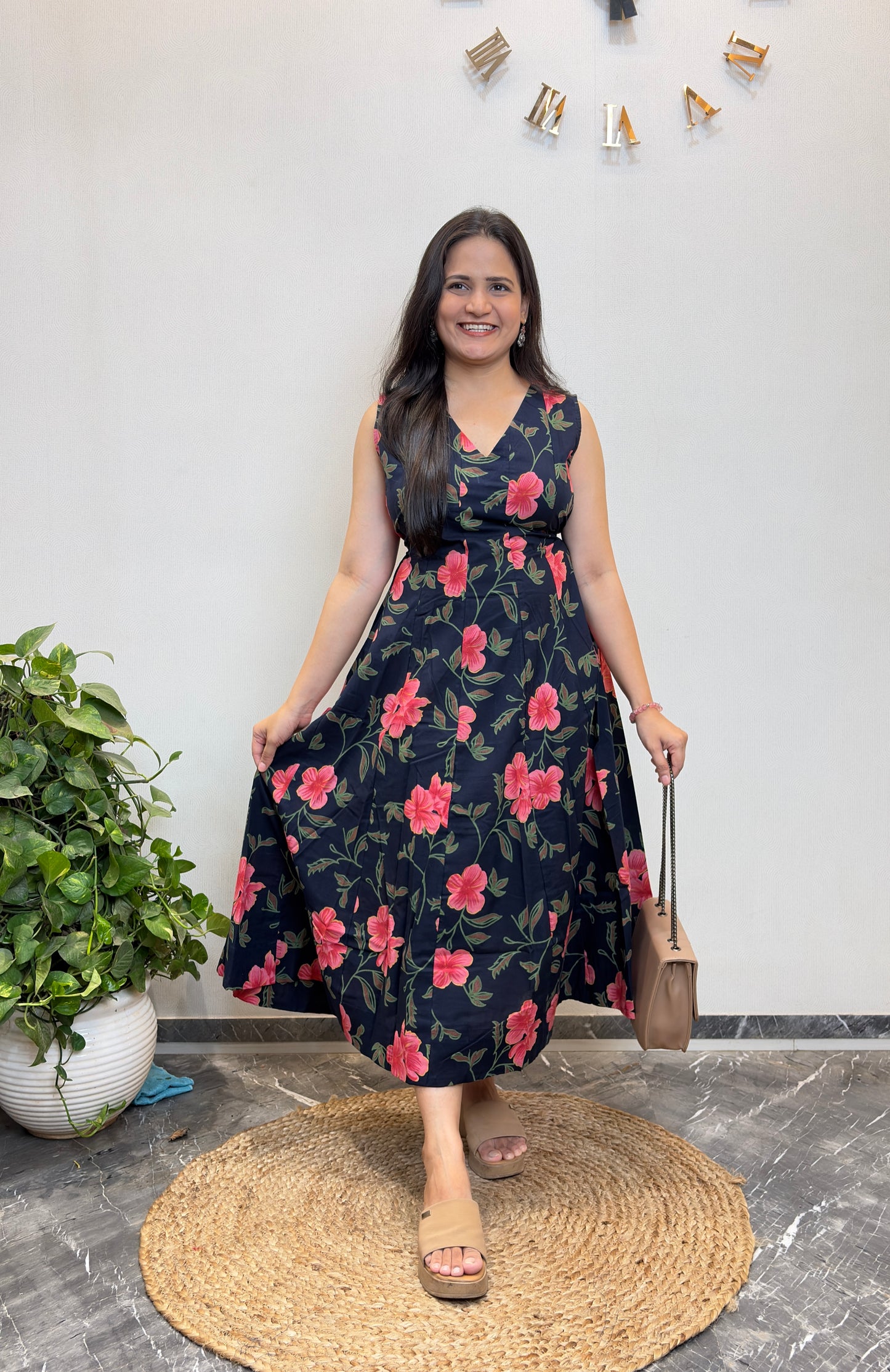 "Rimi" Floral Pure Cotton Summer Dress