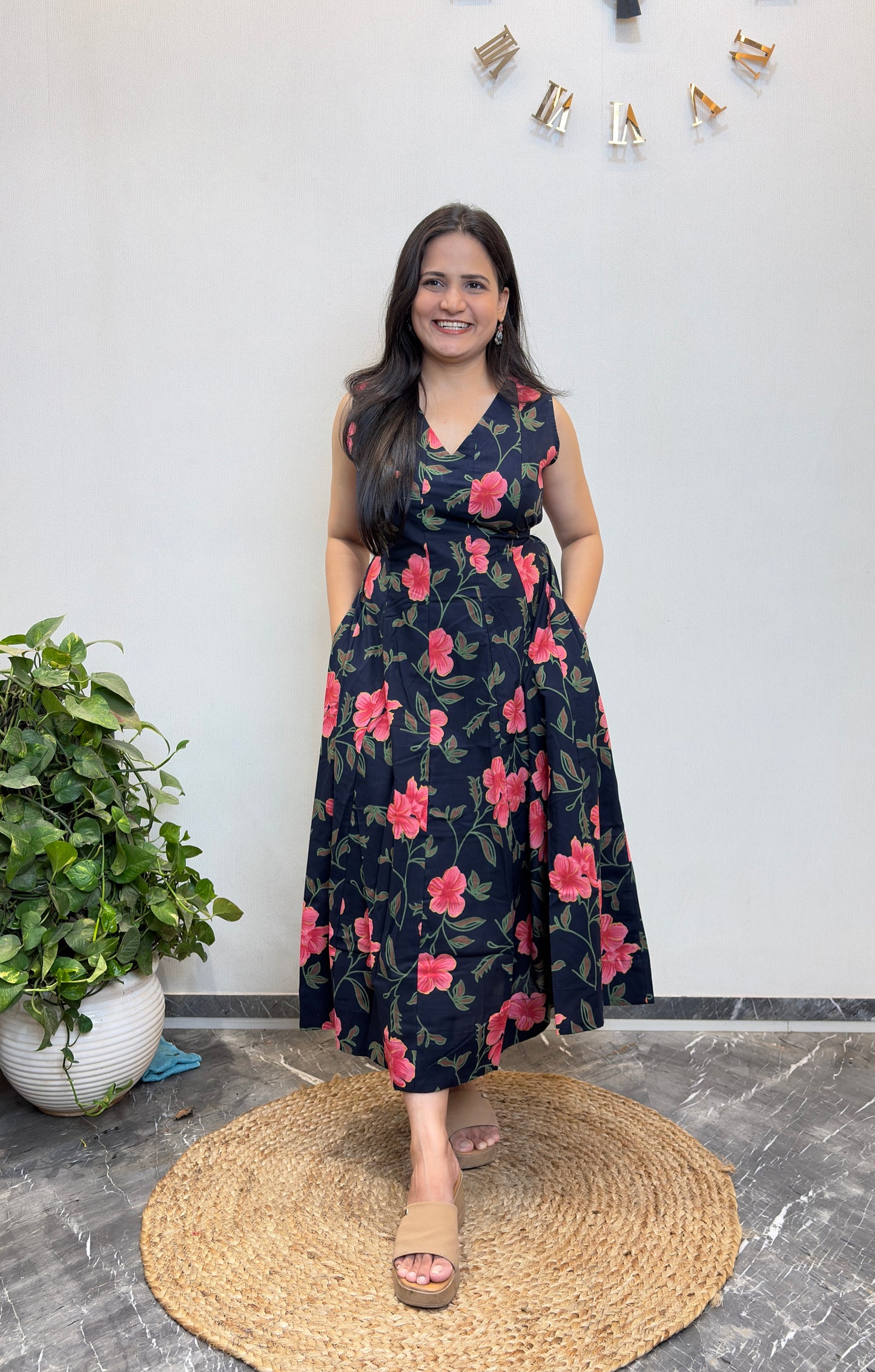 "Rimi" Floral Pure Cotton Summer Dress