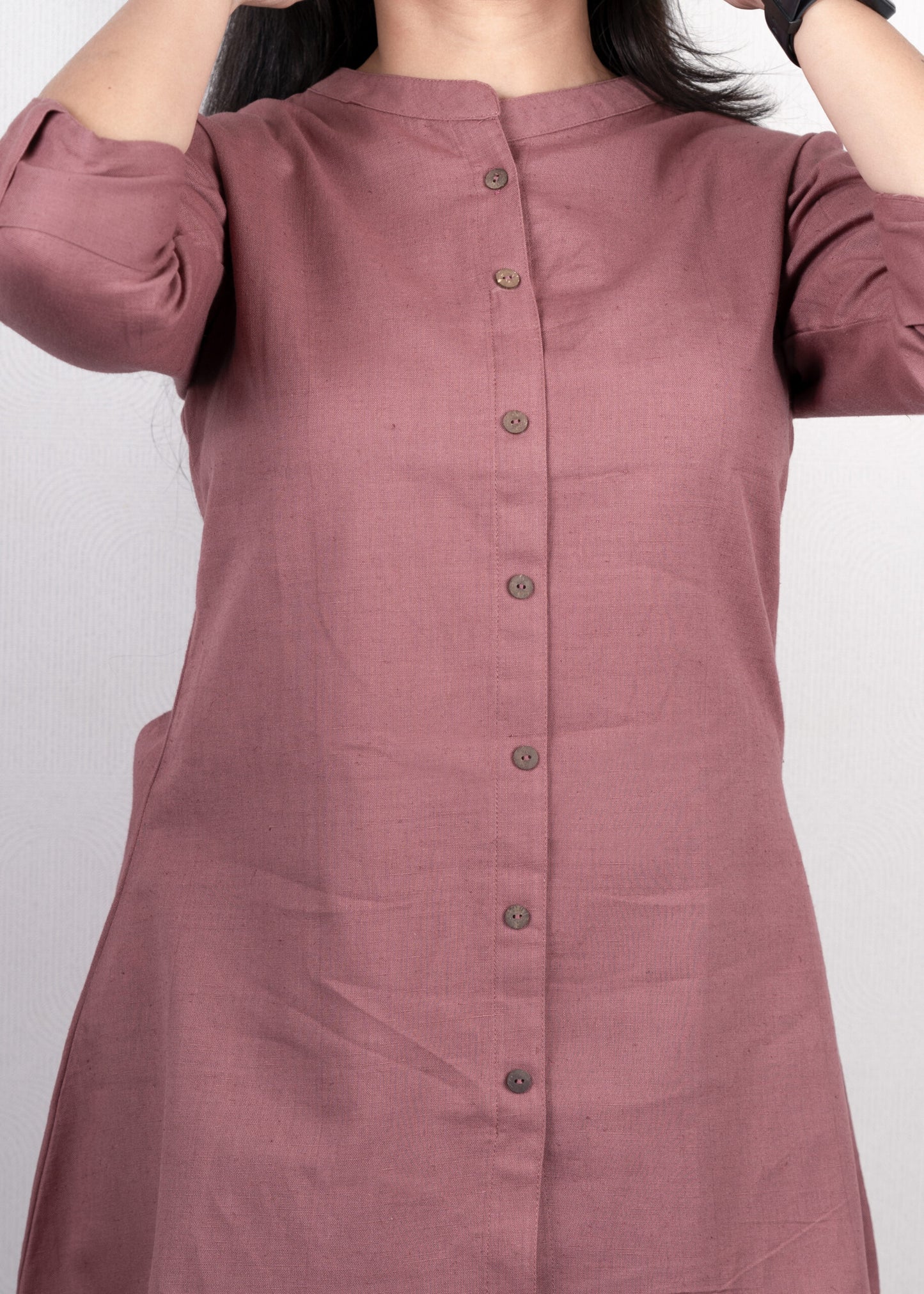 Rosewood pink solid colour short kurta