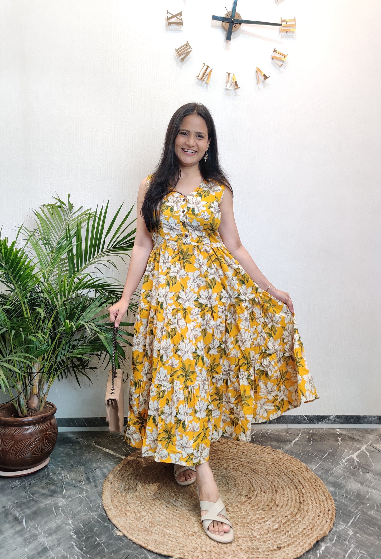 "Ruhani" Floral Summer Pure Cotton Dress