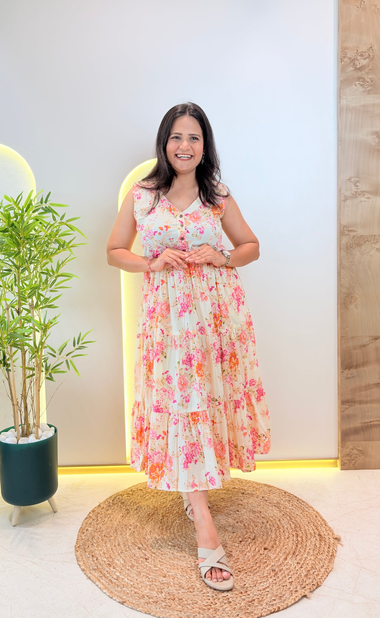 "Saira" Floral Pure Cotton Summer Dress