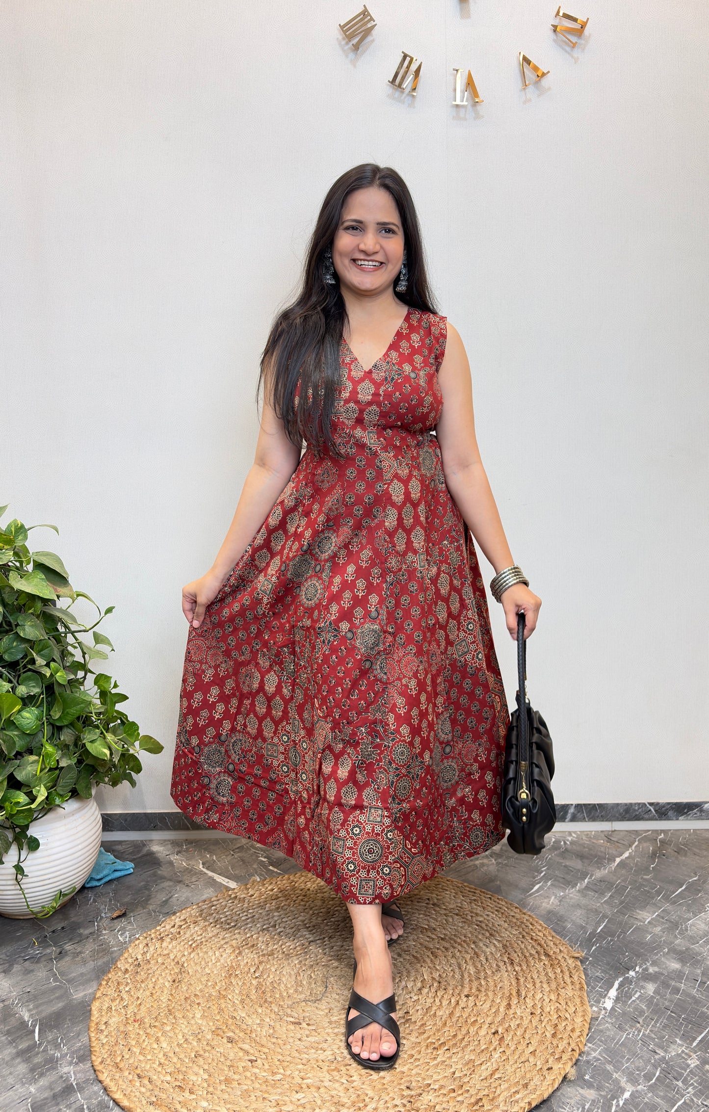 "Saisha" Ajarakh Pure Cotton Dress