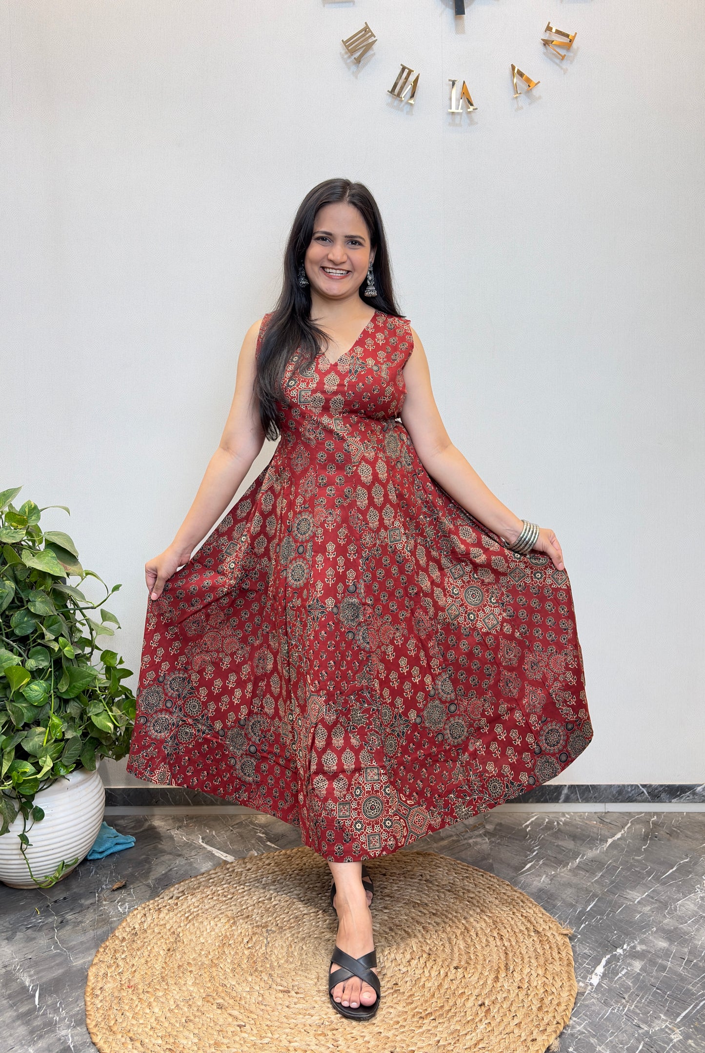 "Saisha" Ajarakh Pure Cotton Dress