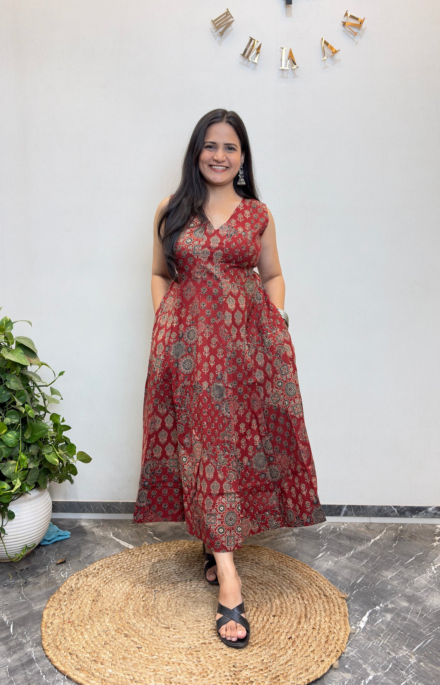 "Saisha" Ajarakh Pure Cotton Dress