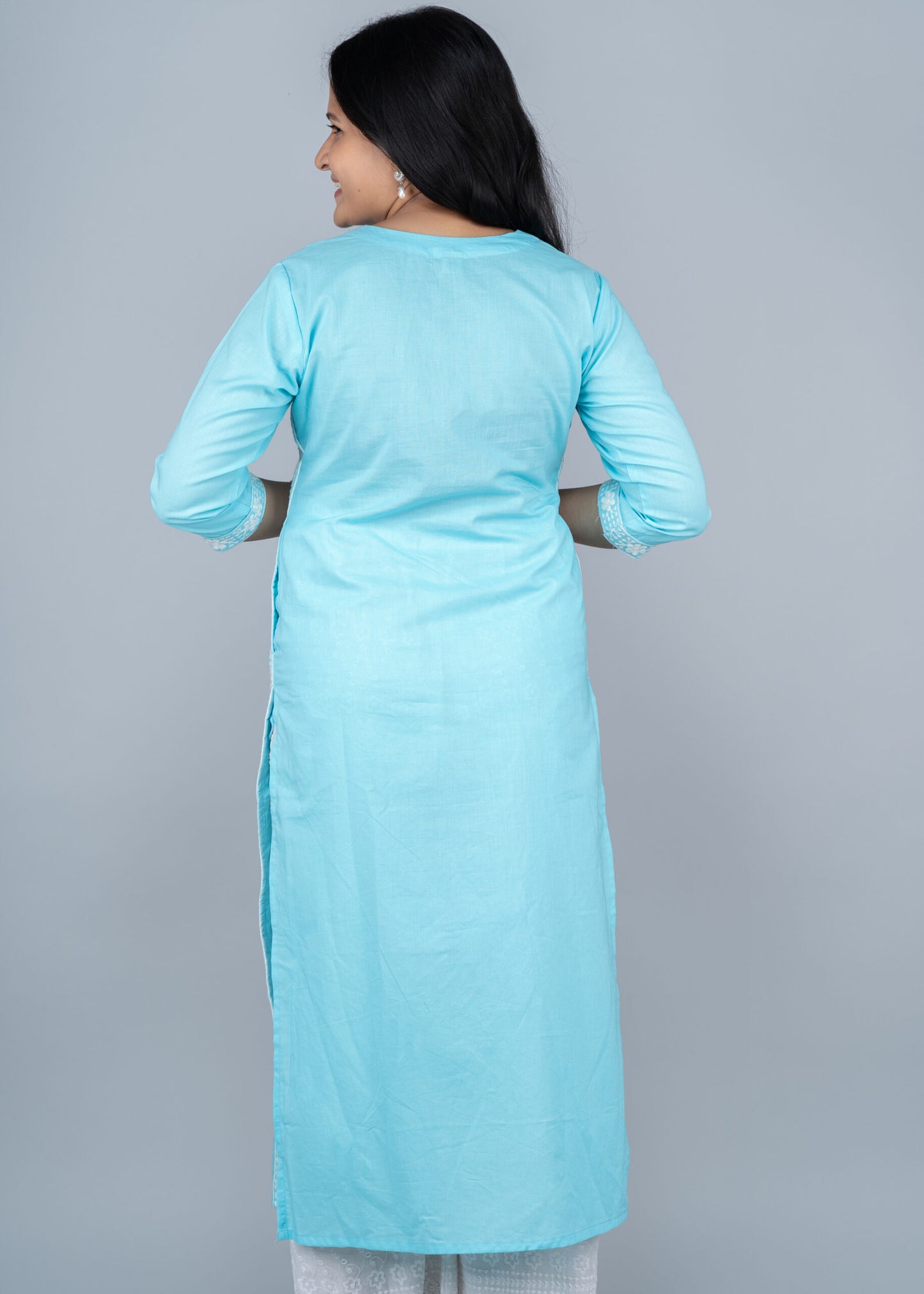 Sky Blue Chikankari Long Kurta