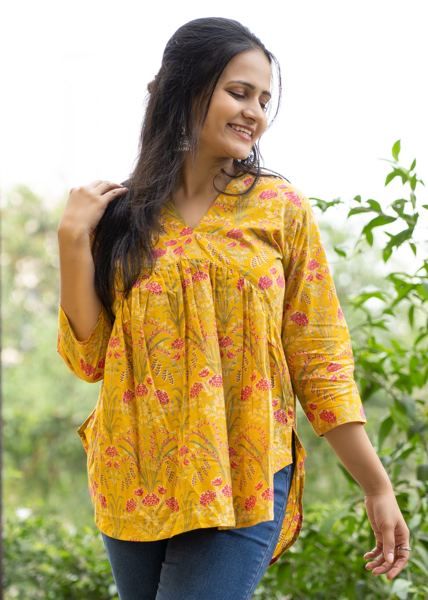 Sunshine Yellow Floral Print Alia Top