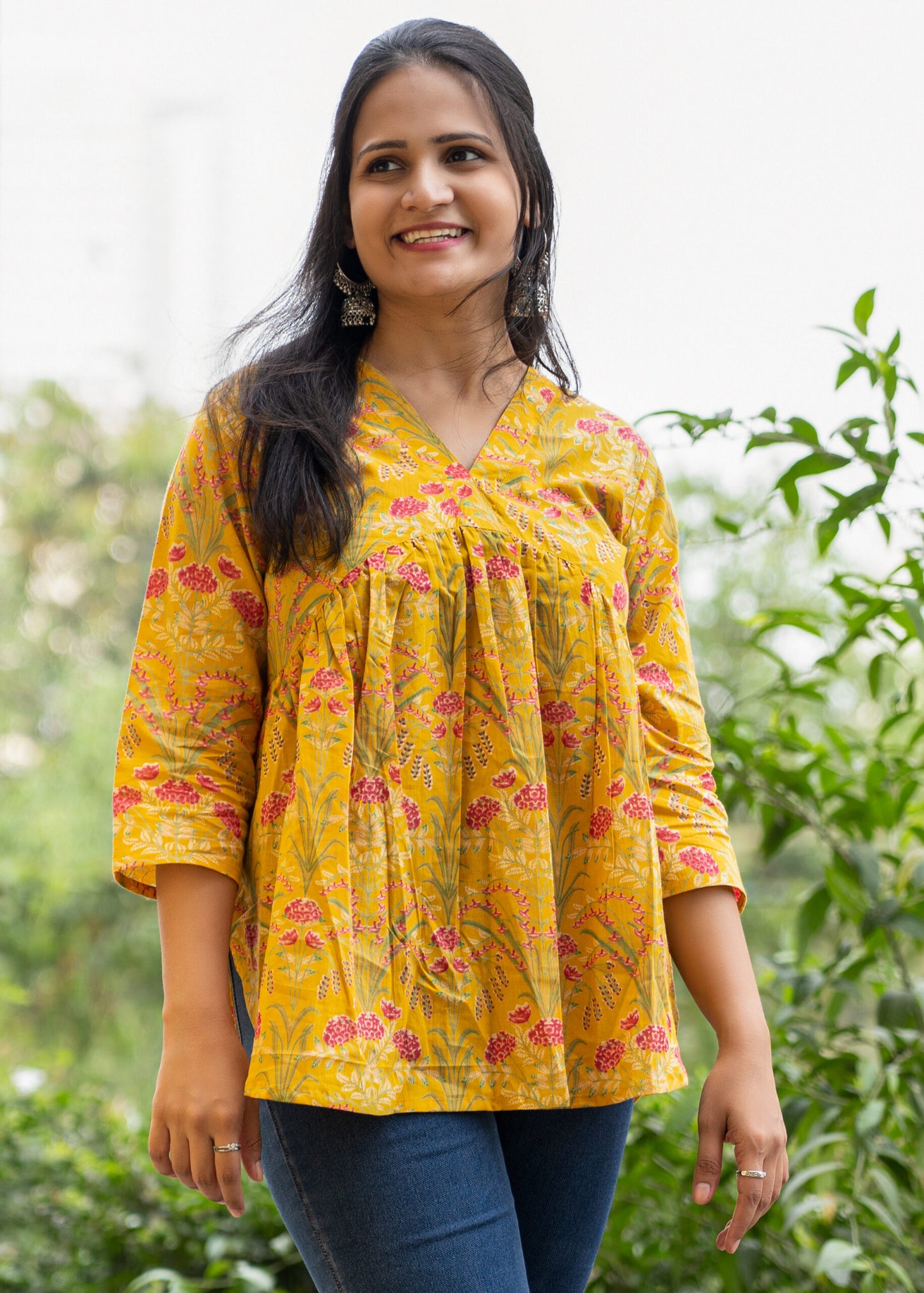 Sunshine Yellow Floral Print Alia Top