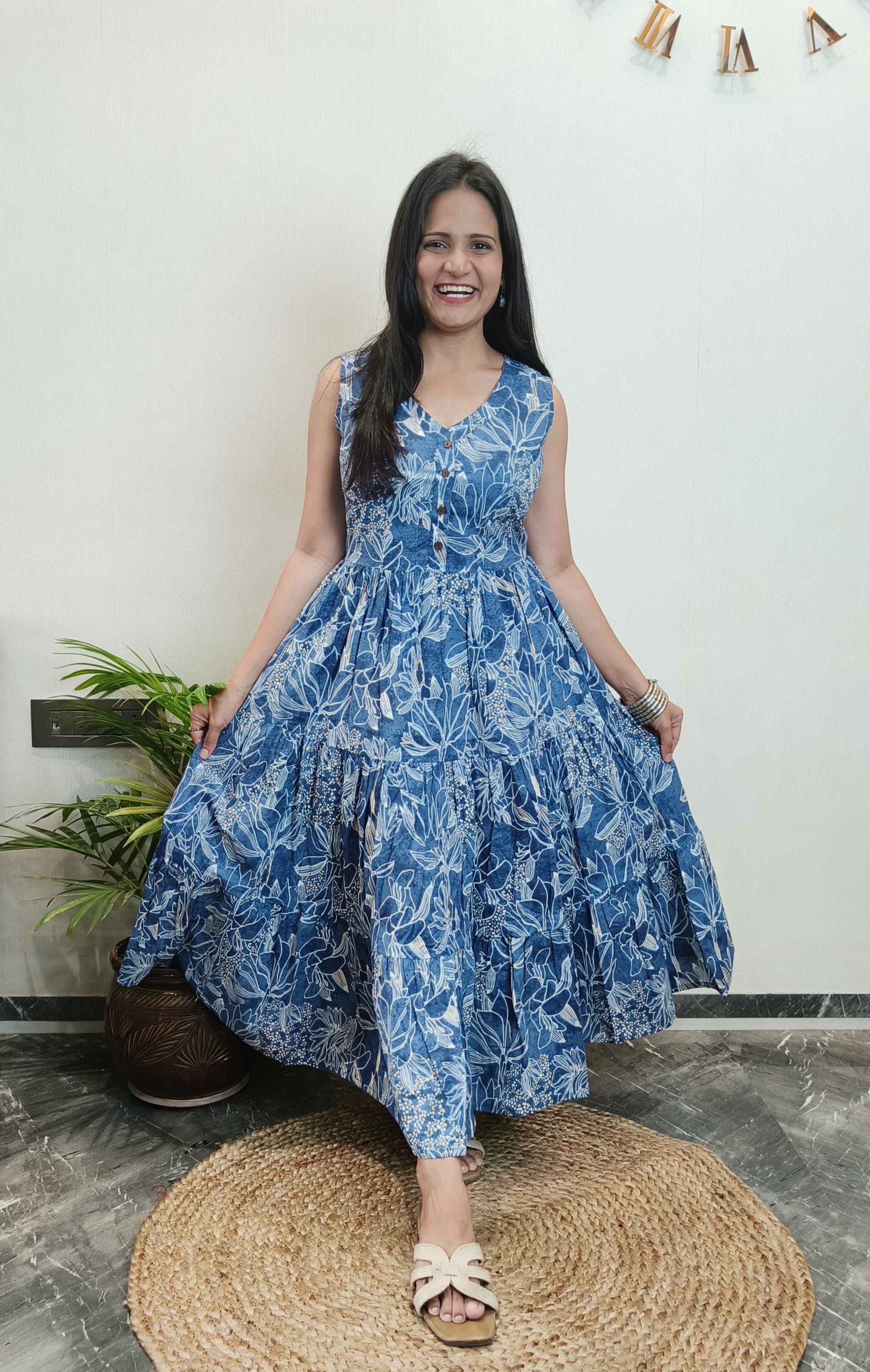 Taavi" Floral Summer Pure Cotton Dress Masang Taavi" Floral Summer Pure Cotton Dress Masang